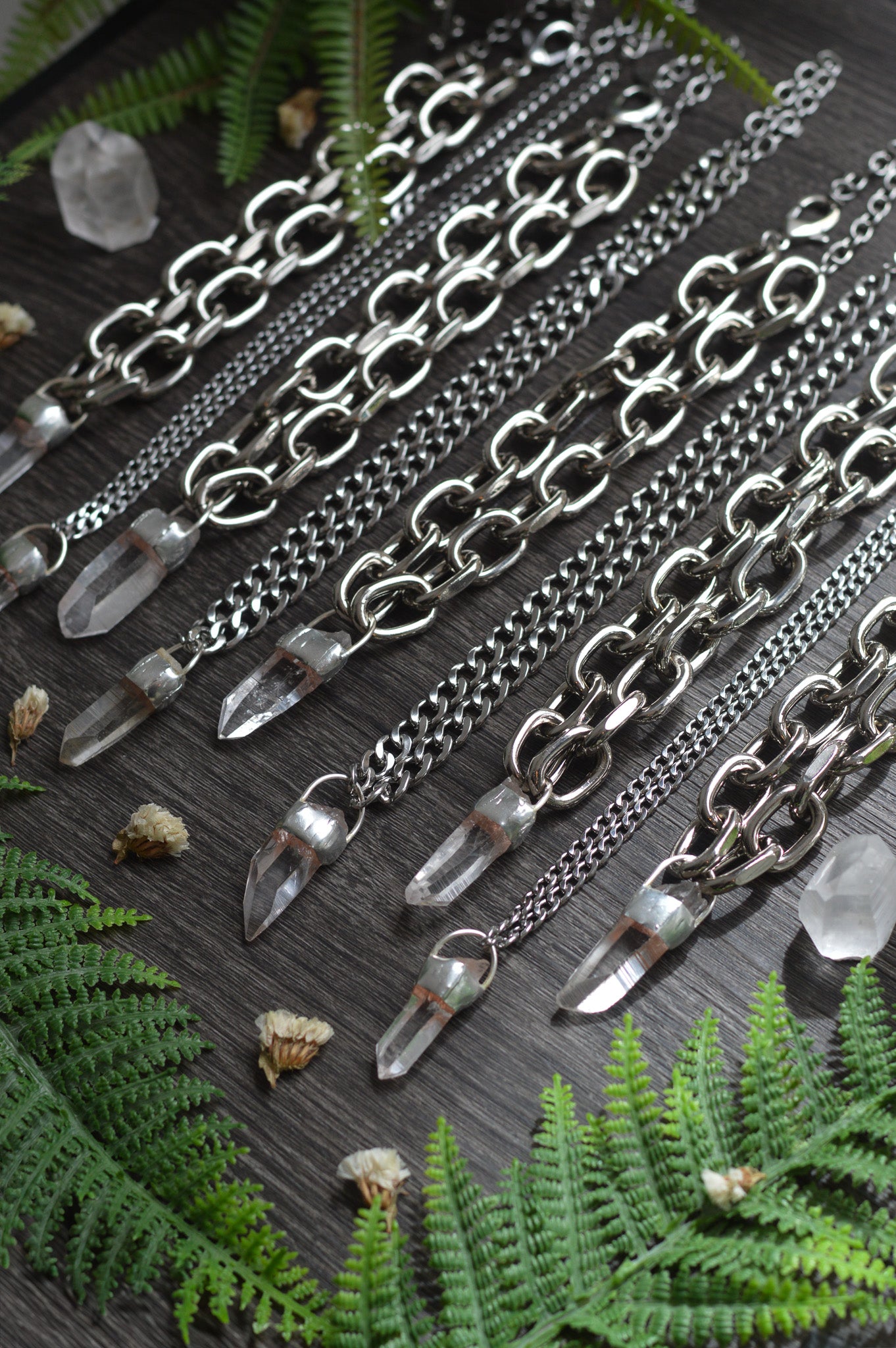 Rough Himalayan Lemurian Quartz Chunky Chain Necklace