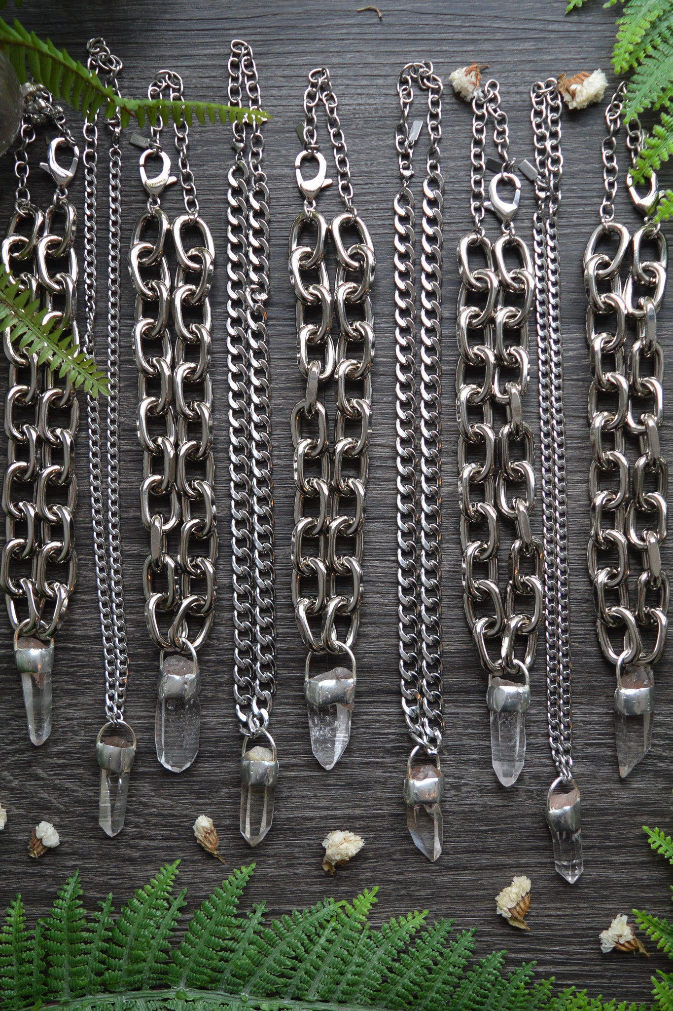 Rough Himalayan Lemurian Quartz Chunky Chain Necklace