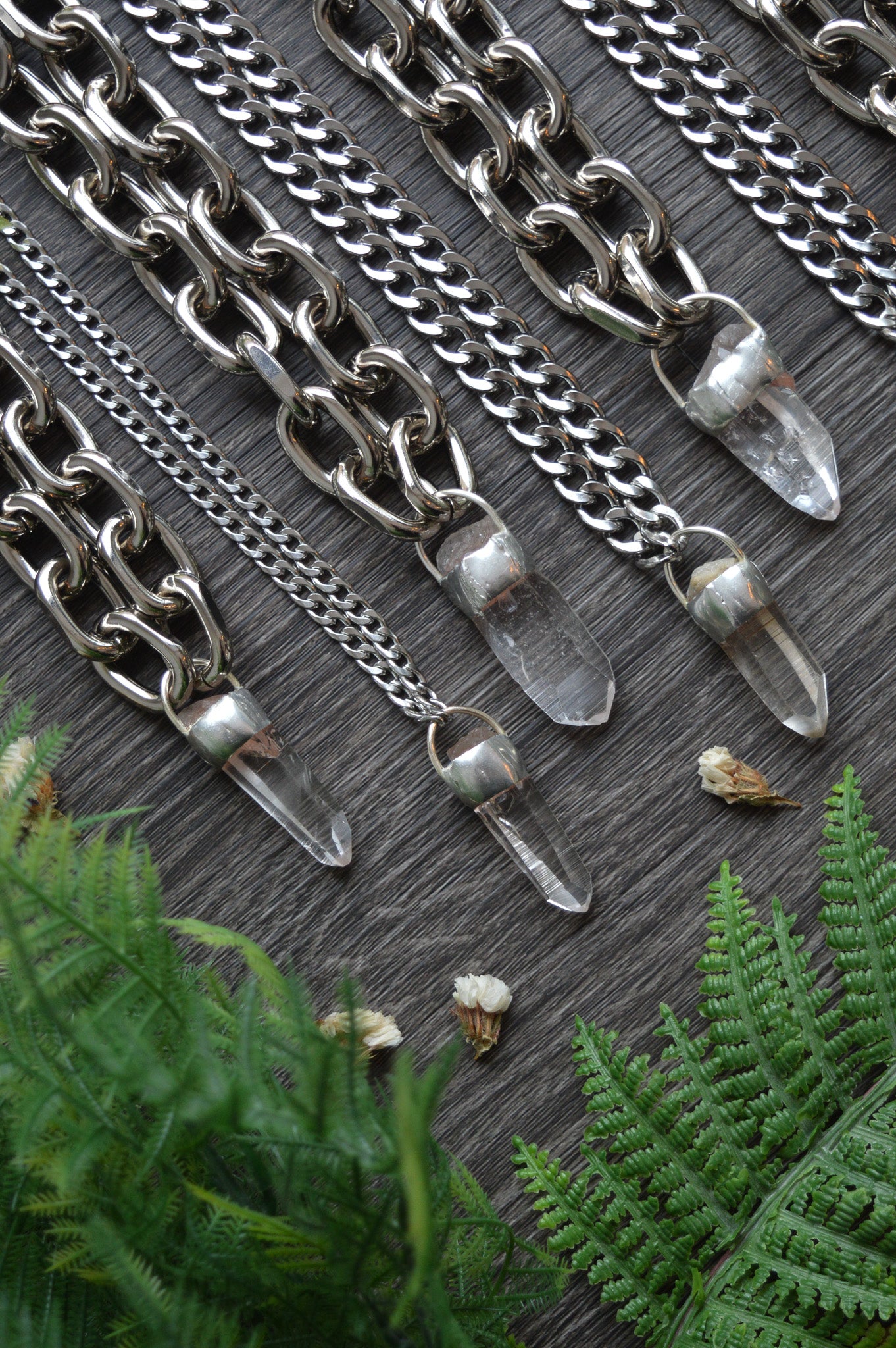 Rough Himalayan Lemurian Quartz Chunky Chain Necklace