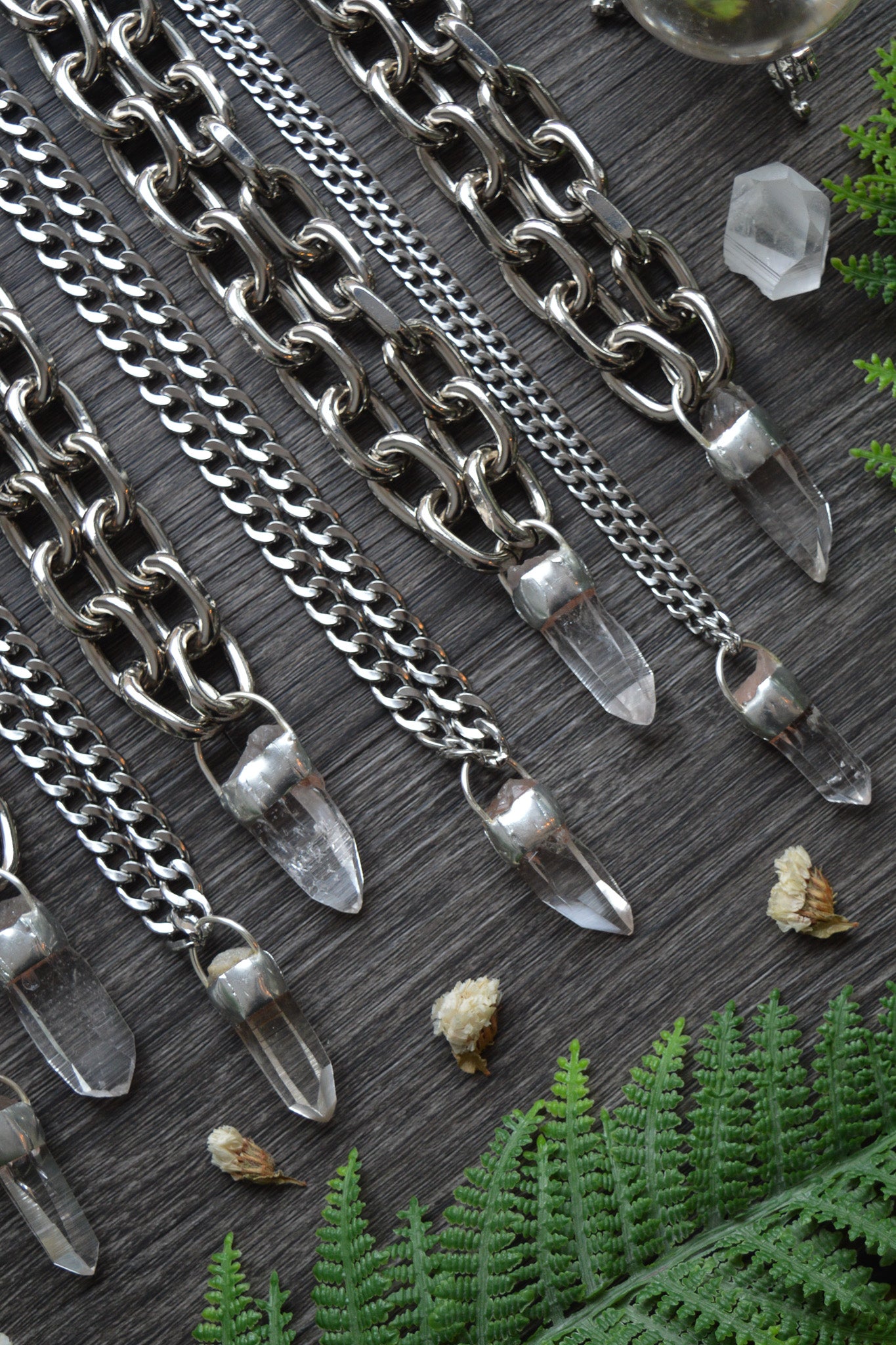 Rough Himalayan Lemurian Quartz Chunky Chain Necklace