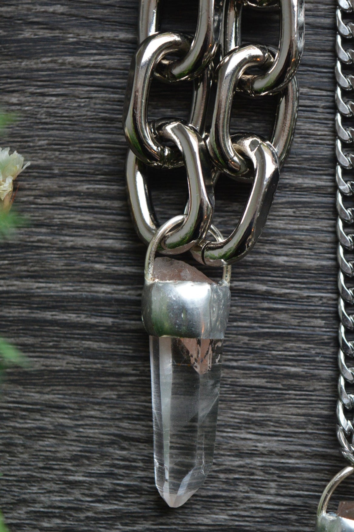 Rough Himalayan Lemurian Quartz Chunky Chain Necklace