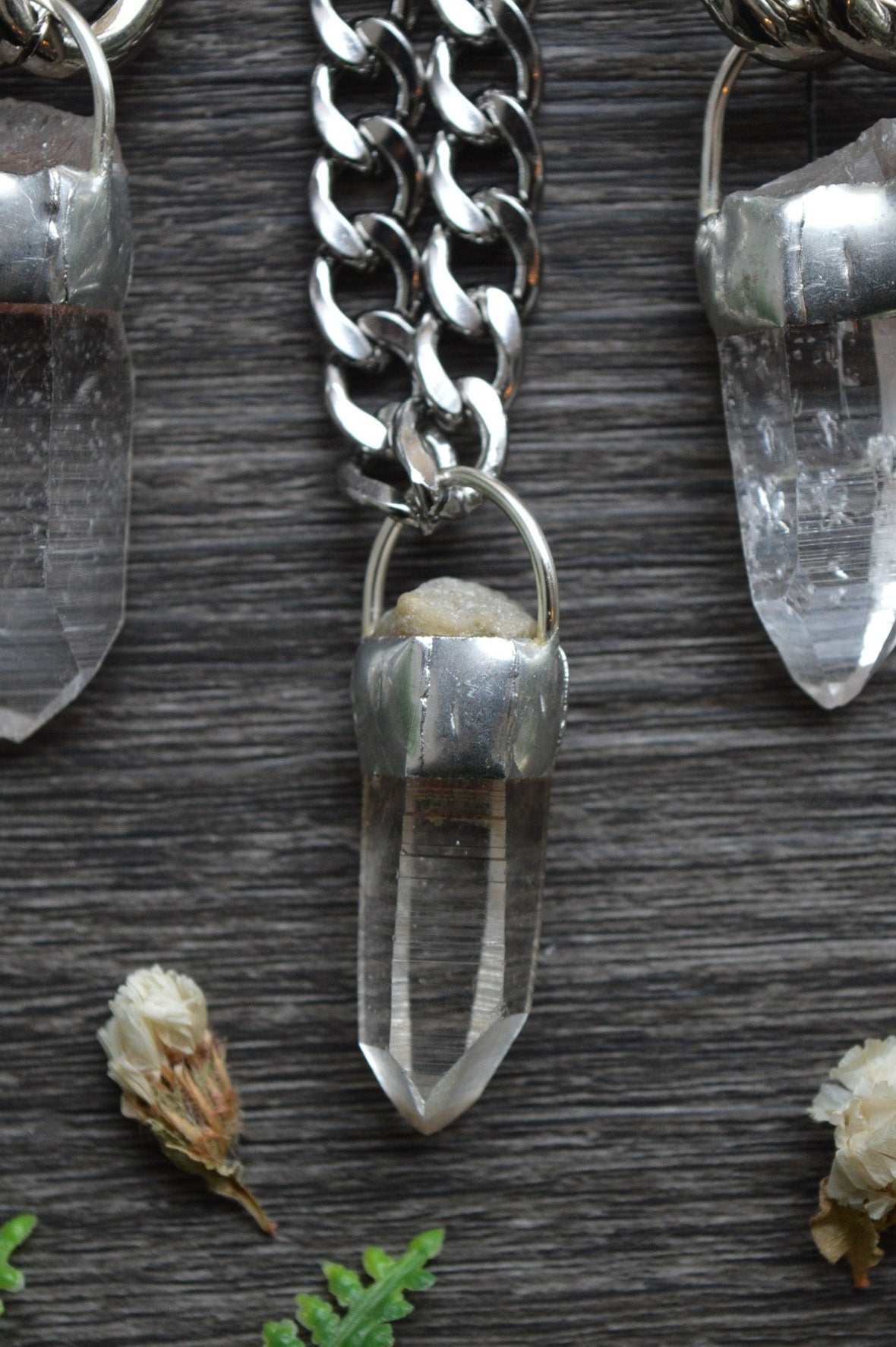 Rough Himalayan Lemurian Quartz Chunky Chain Necklace