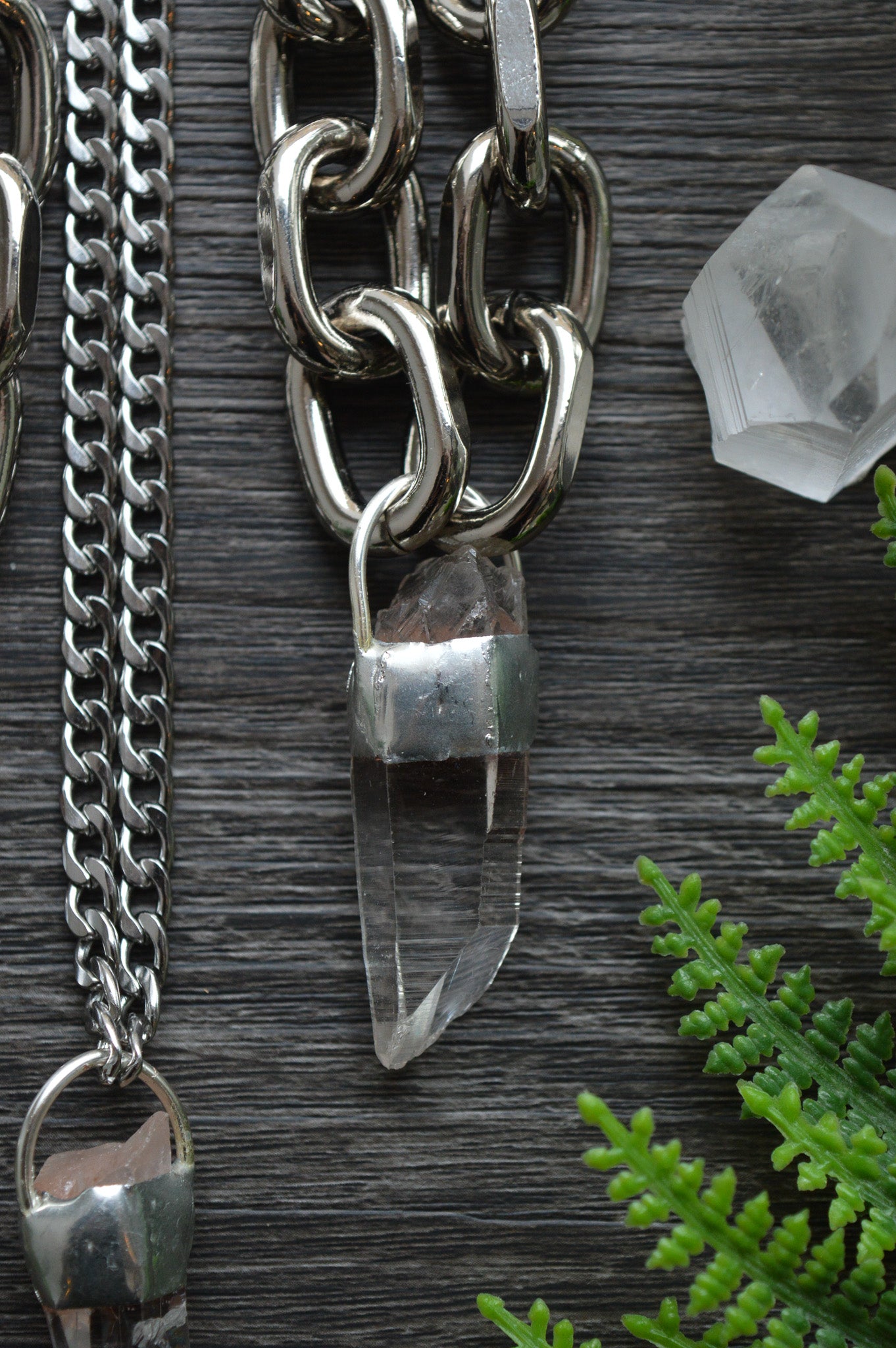 Rough Himalayan Lemurian Quartz Chunky Chain Necklace