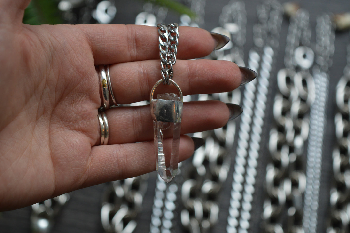 Rough Himalayan Lemurian Quartz Chunky Chain Necklace