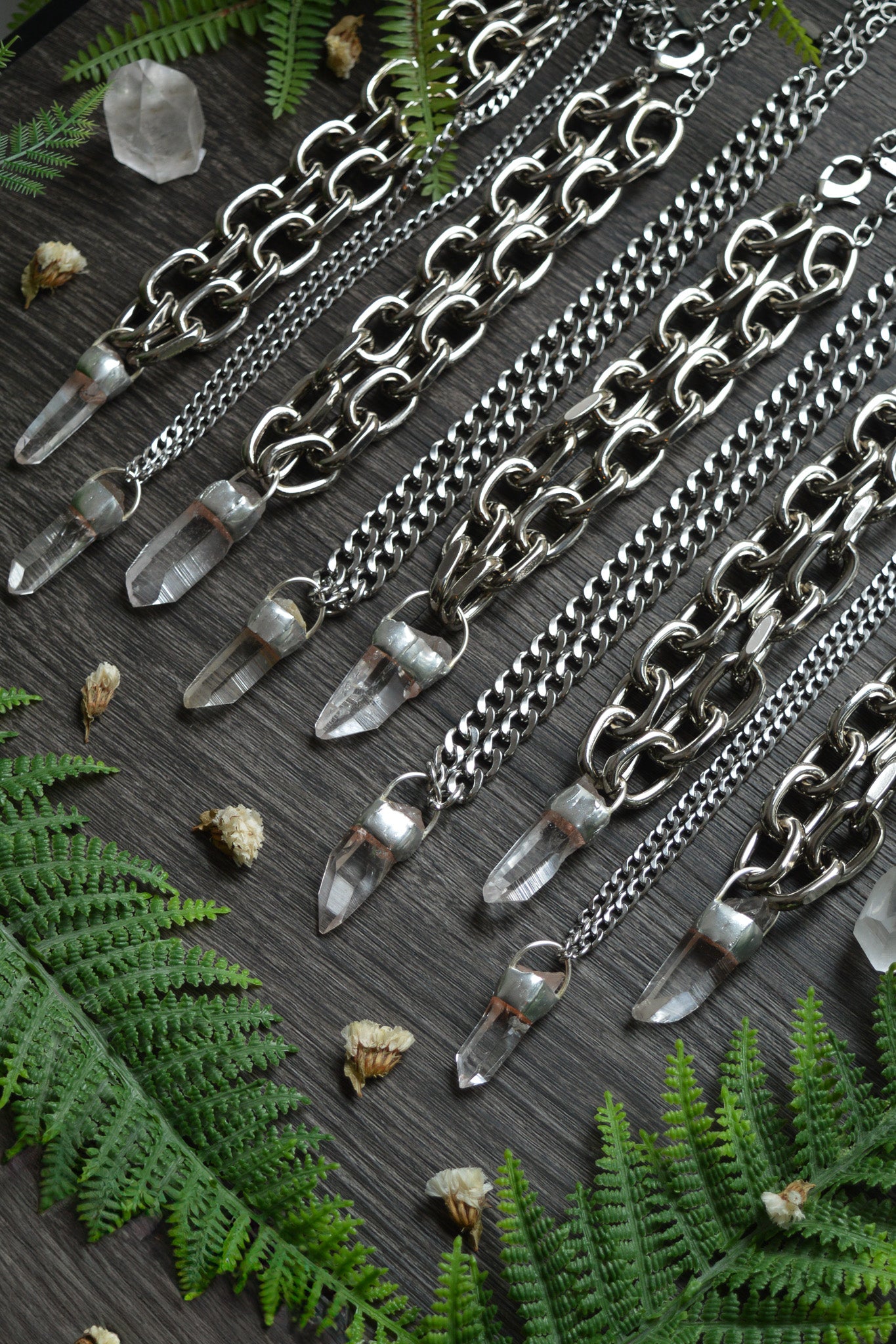 Rough Himalayan Lemurian Quartz Chunky Chain Necklace