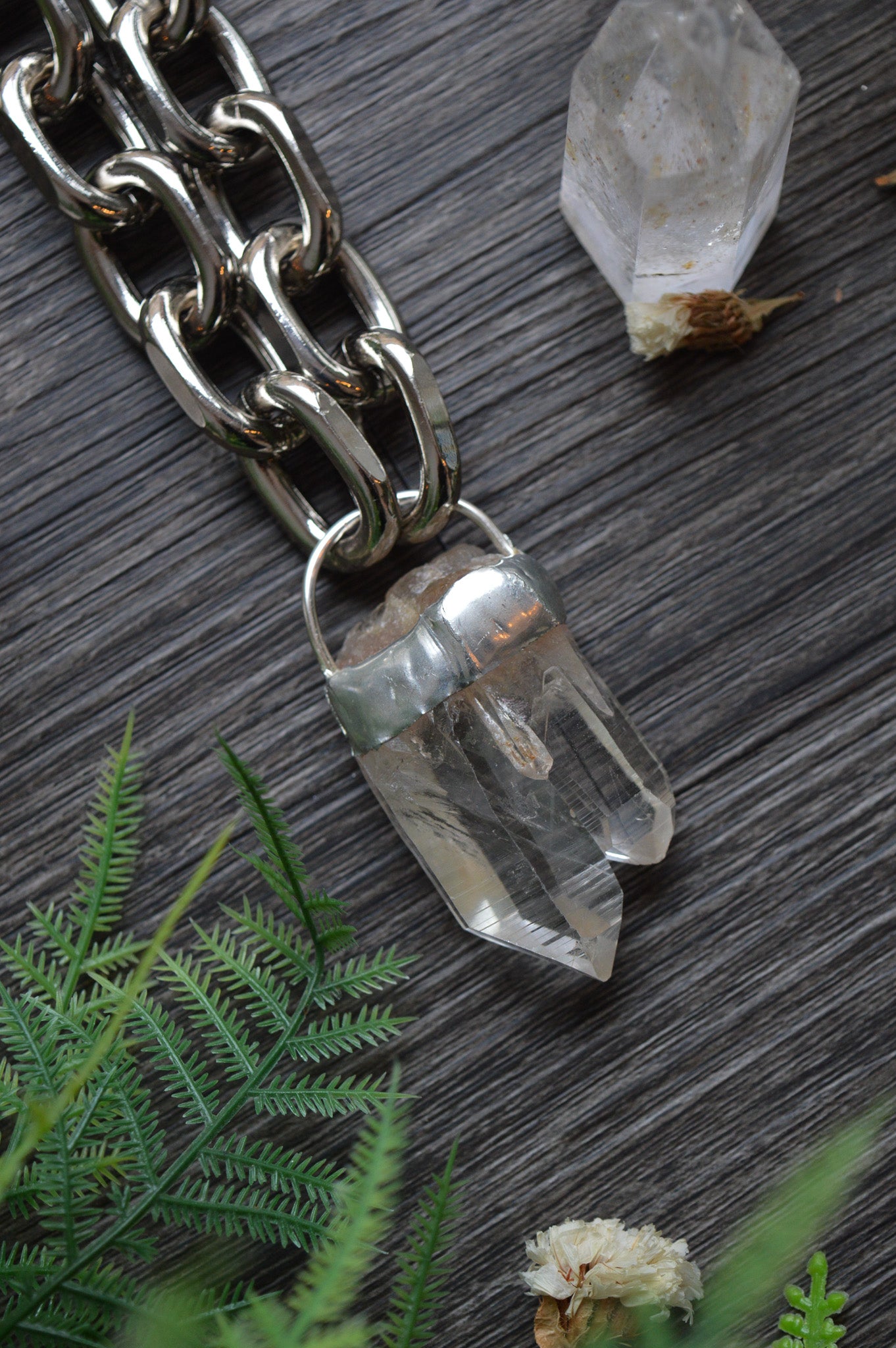 Rough Himalayan Lemurian Quartz Chunky Chain Necklace