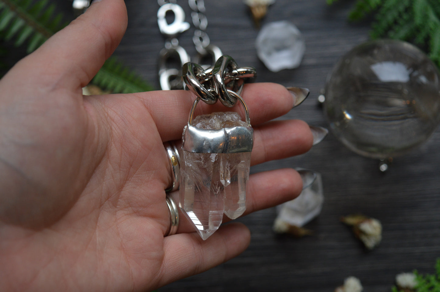 Rough Himalayan Lemurian Quartz Chunky Chain Necklace
