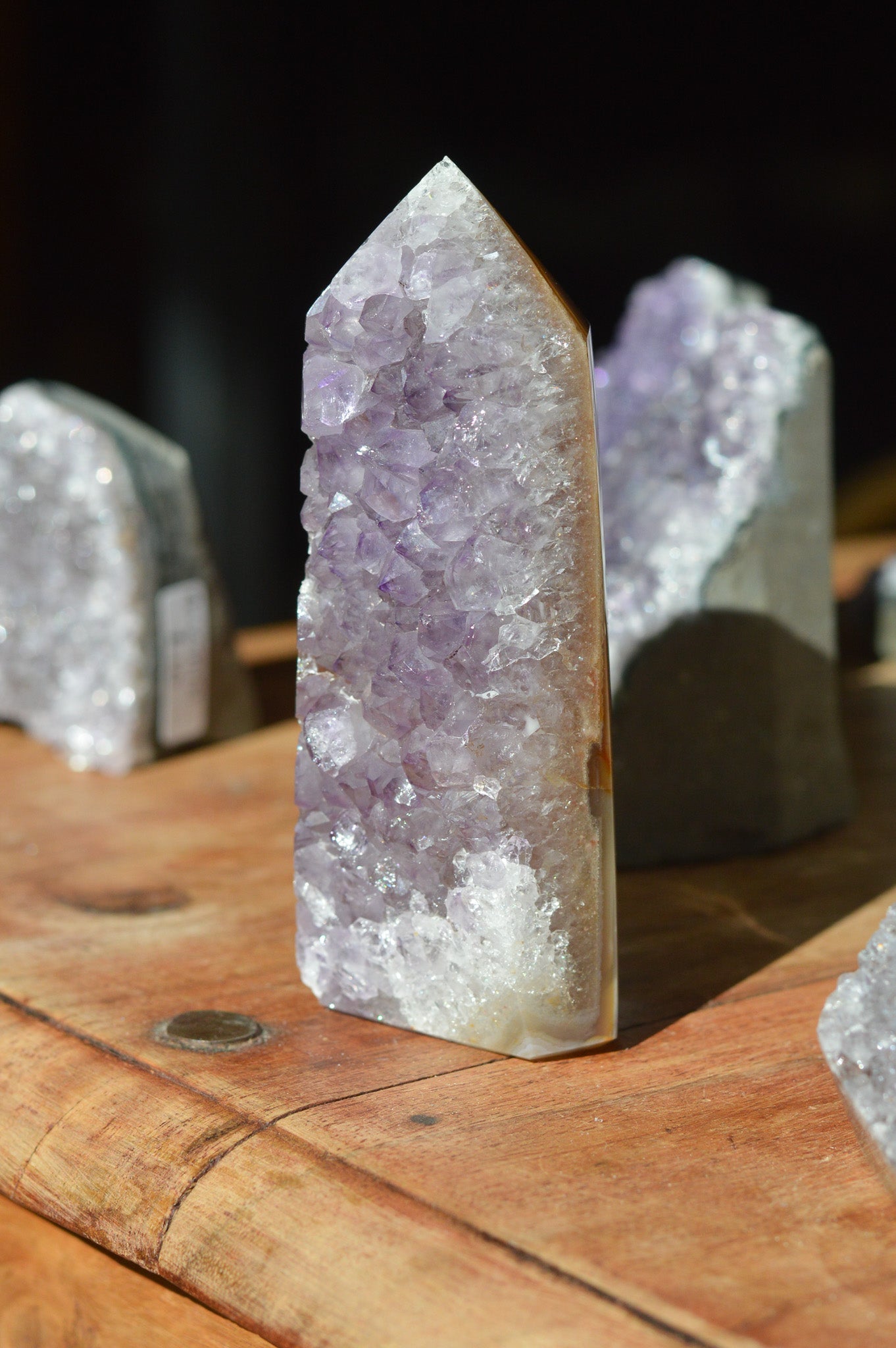 Part Polished Amethyst Cluster Tower