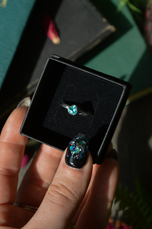 Blue Apatite Tear Sterling Silver Ring (US 7 | UK O)