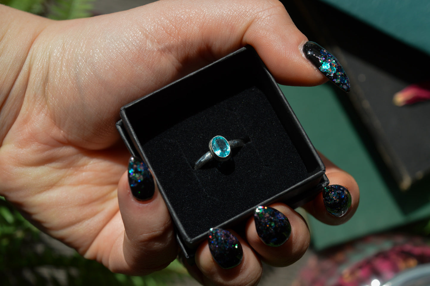 Blue Apatite Oval Sterling Silver Ring (US 6 | UK M)