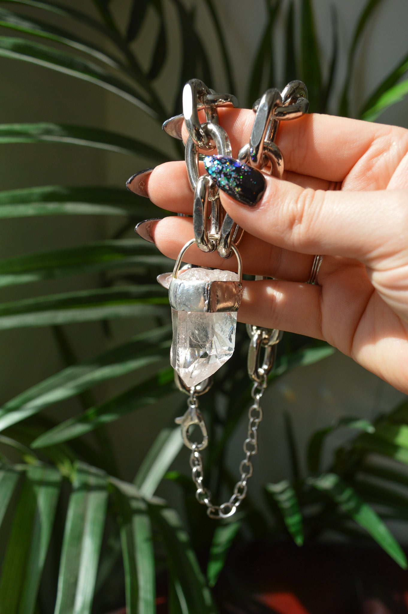 Rough Clear Quartz Chunky Chain Necklace #4
