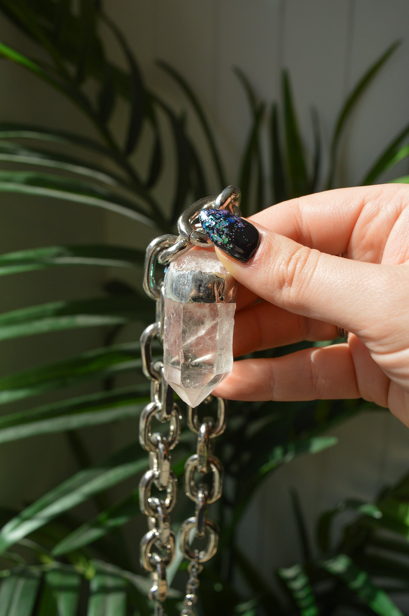 Rough Clear Quartz Chunky Chain Necklace #6