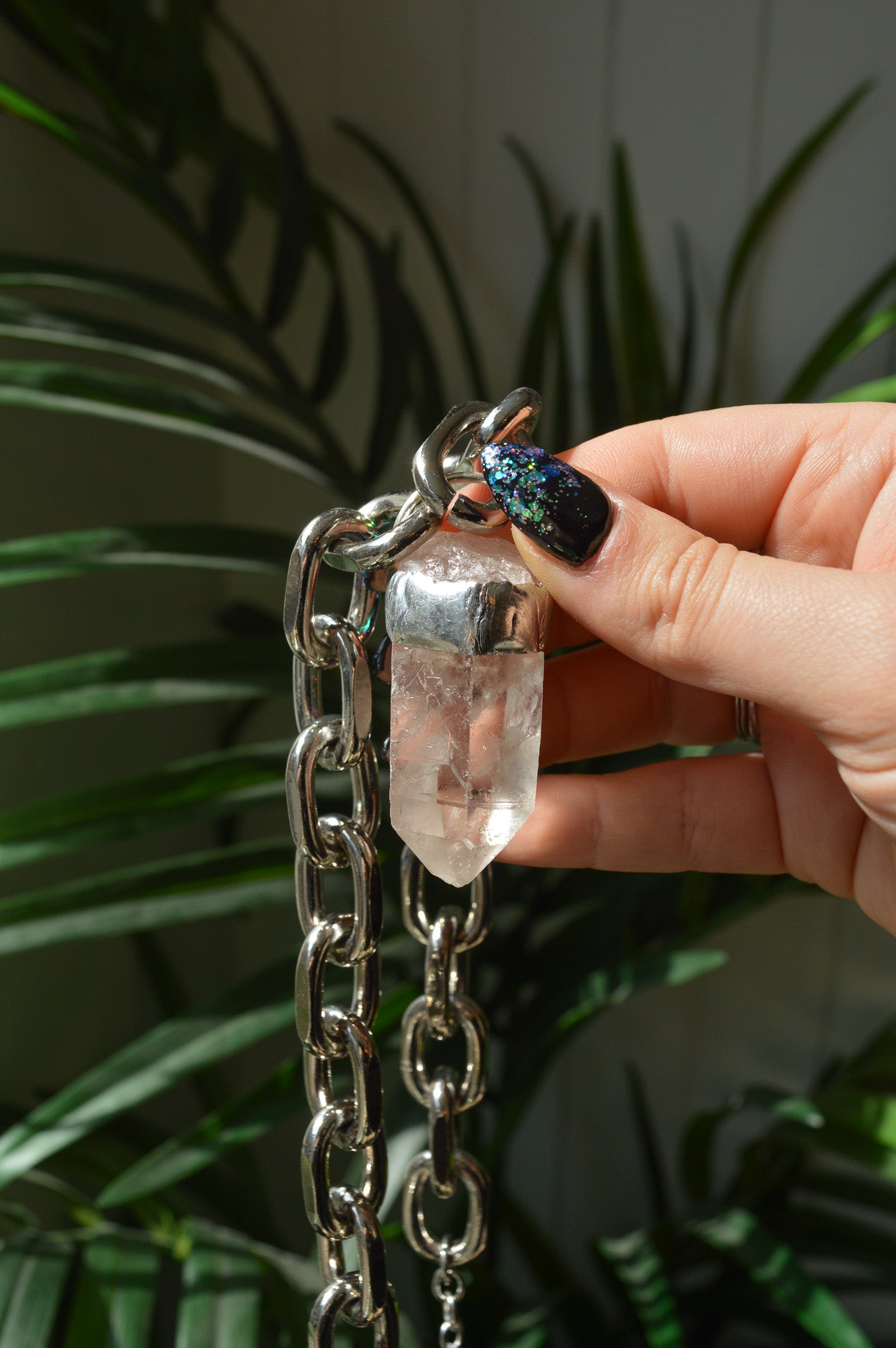 Rough Clear Quartz Chunky Chain Necklace #6