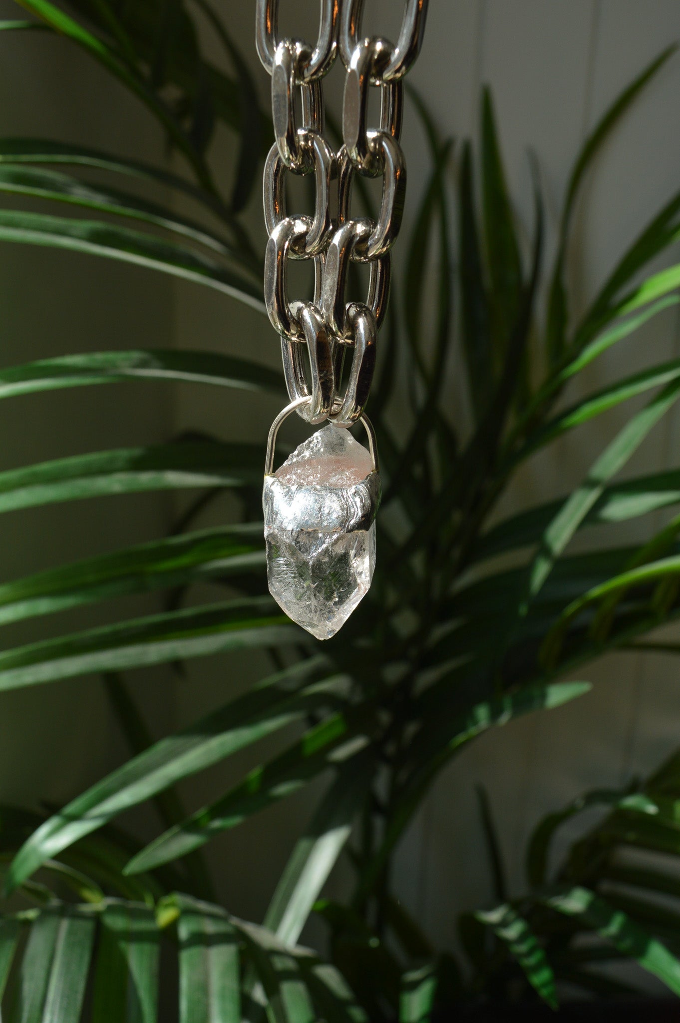 Rough Clear Quartz Chunky Chain Necklace #7