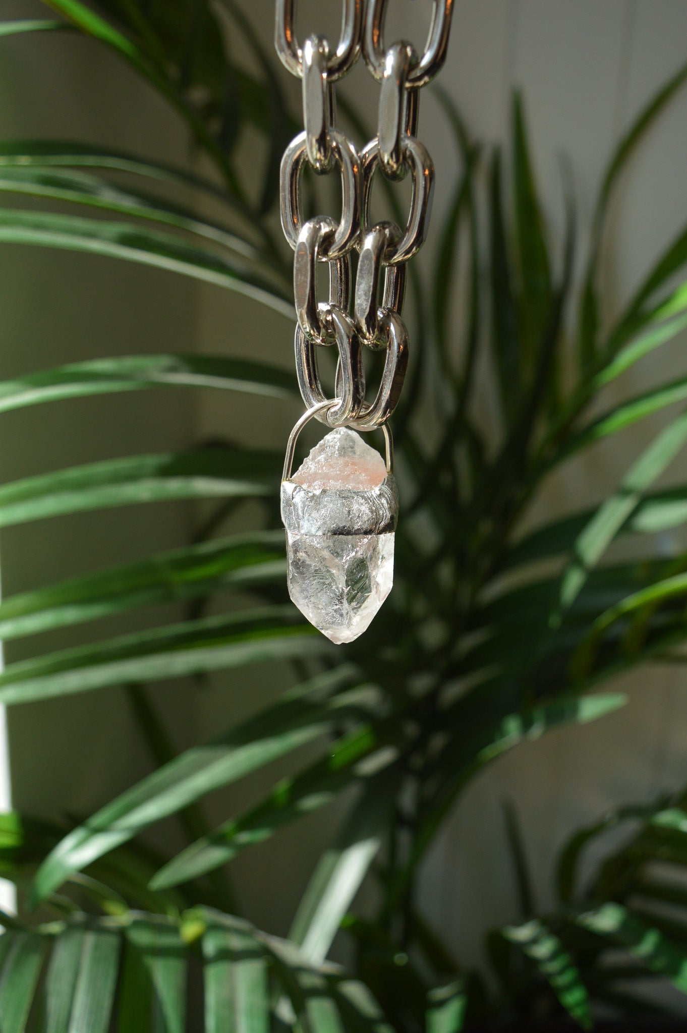 Rough Clear Quartz Chunky Chain Necklace #7