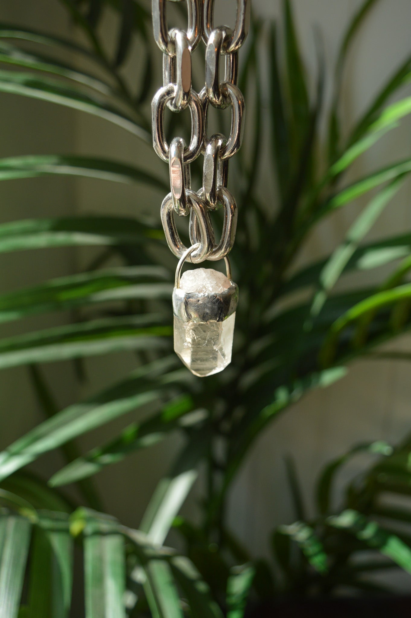 Rough Clear Quartz Chunky Chain Necklace #8