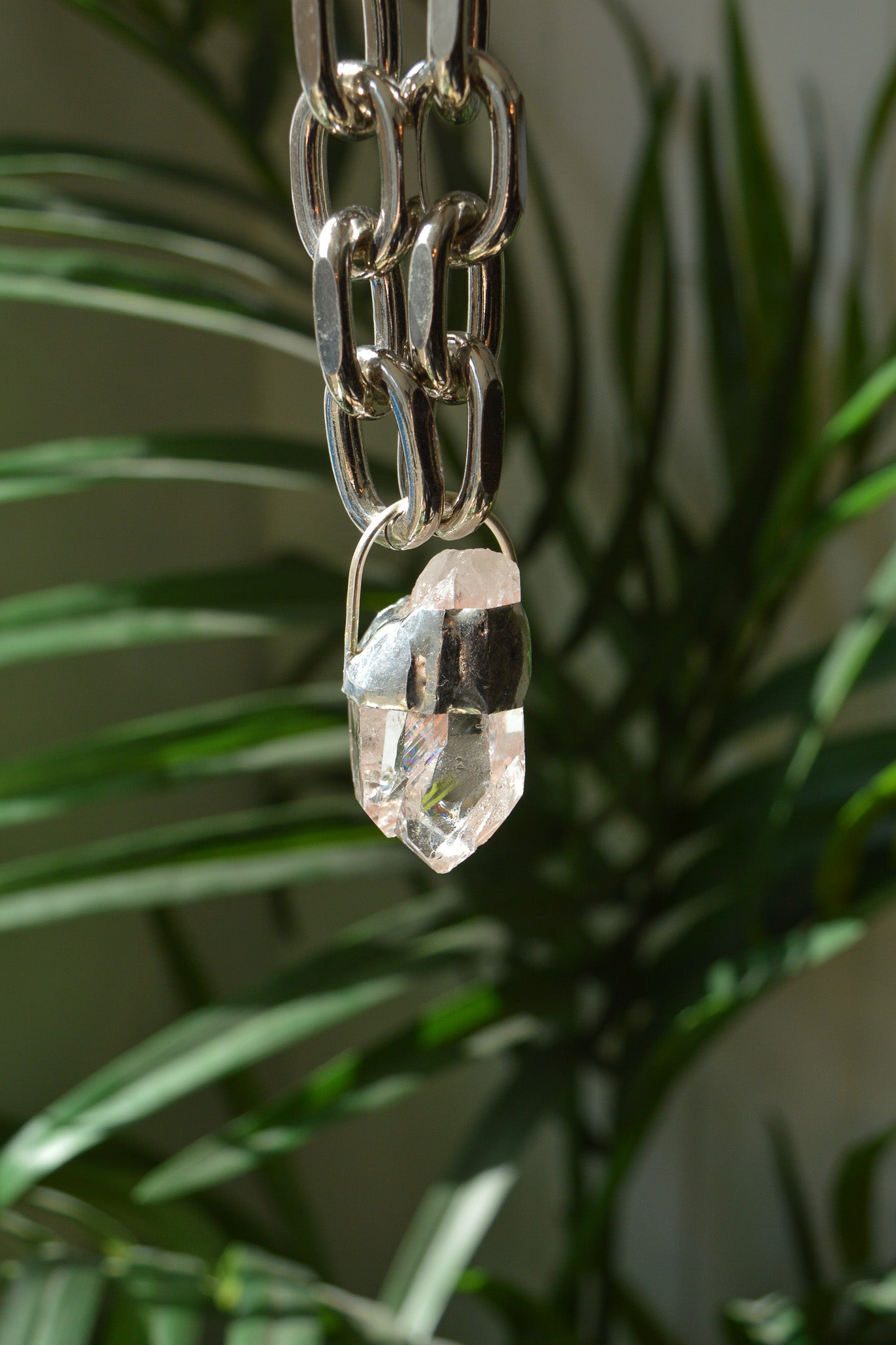 Rough Clear Quartz Chunky Chain Necklace #9