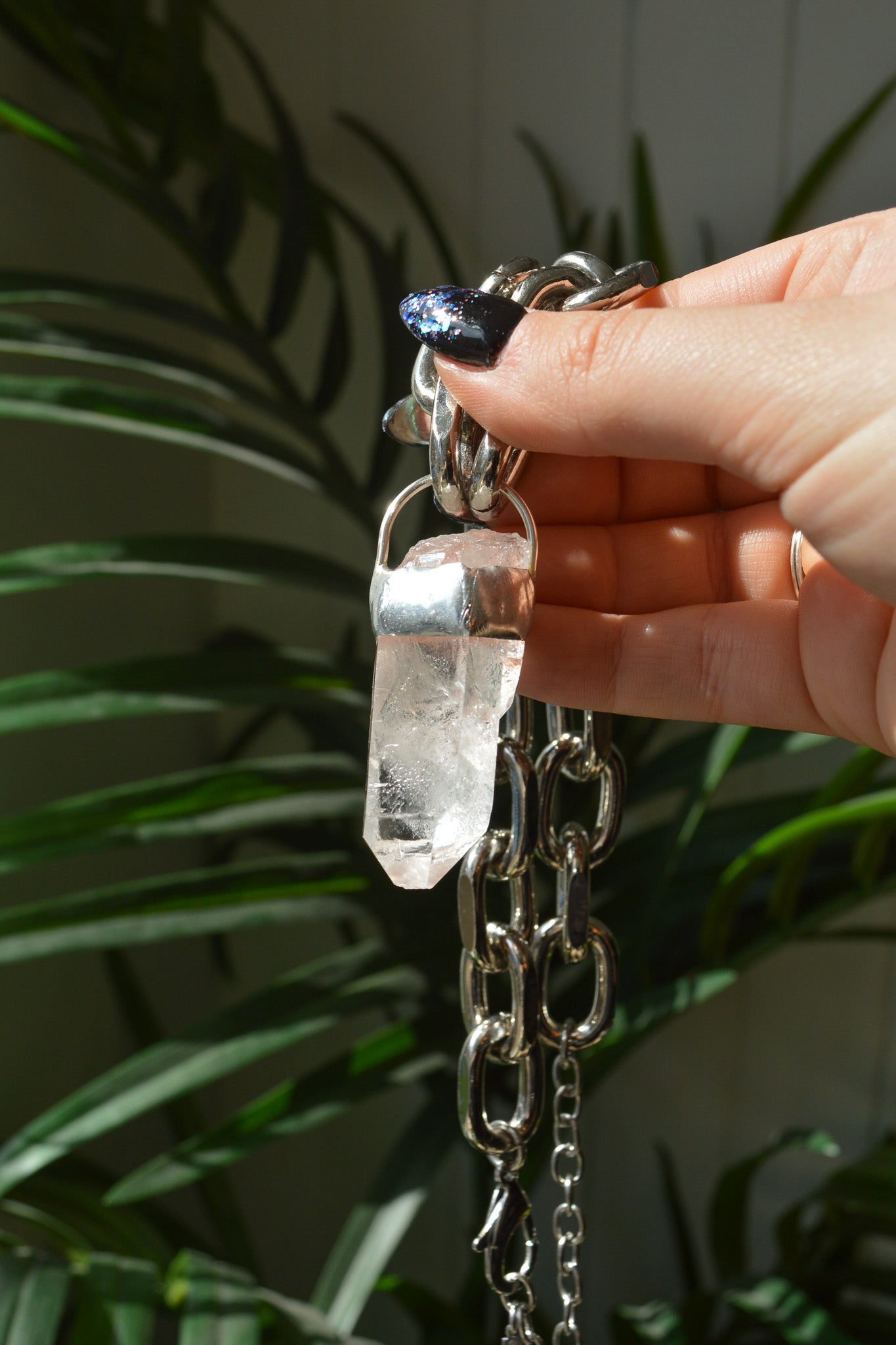 Rough Clear Quartz Chunky Chain Necklace #10