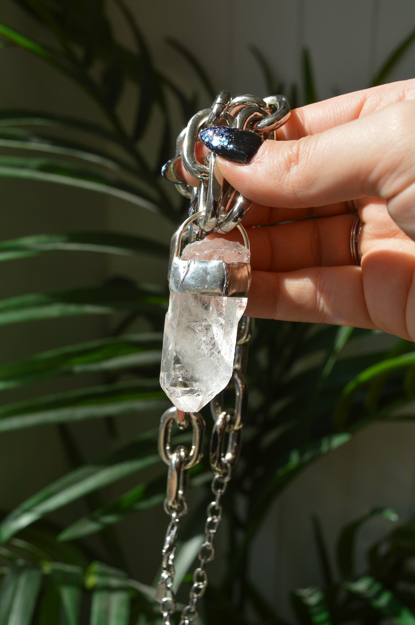 Rough Clear Quartz Chunky Chain Necklace #10