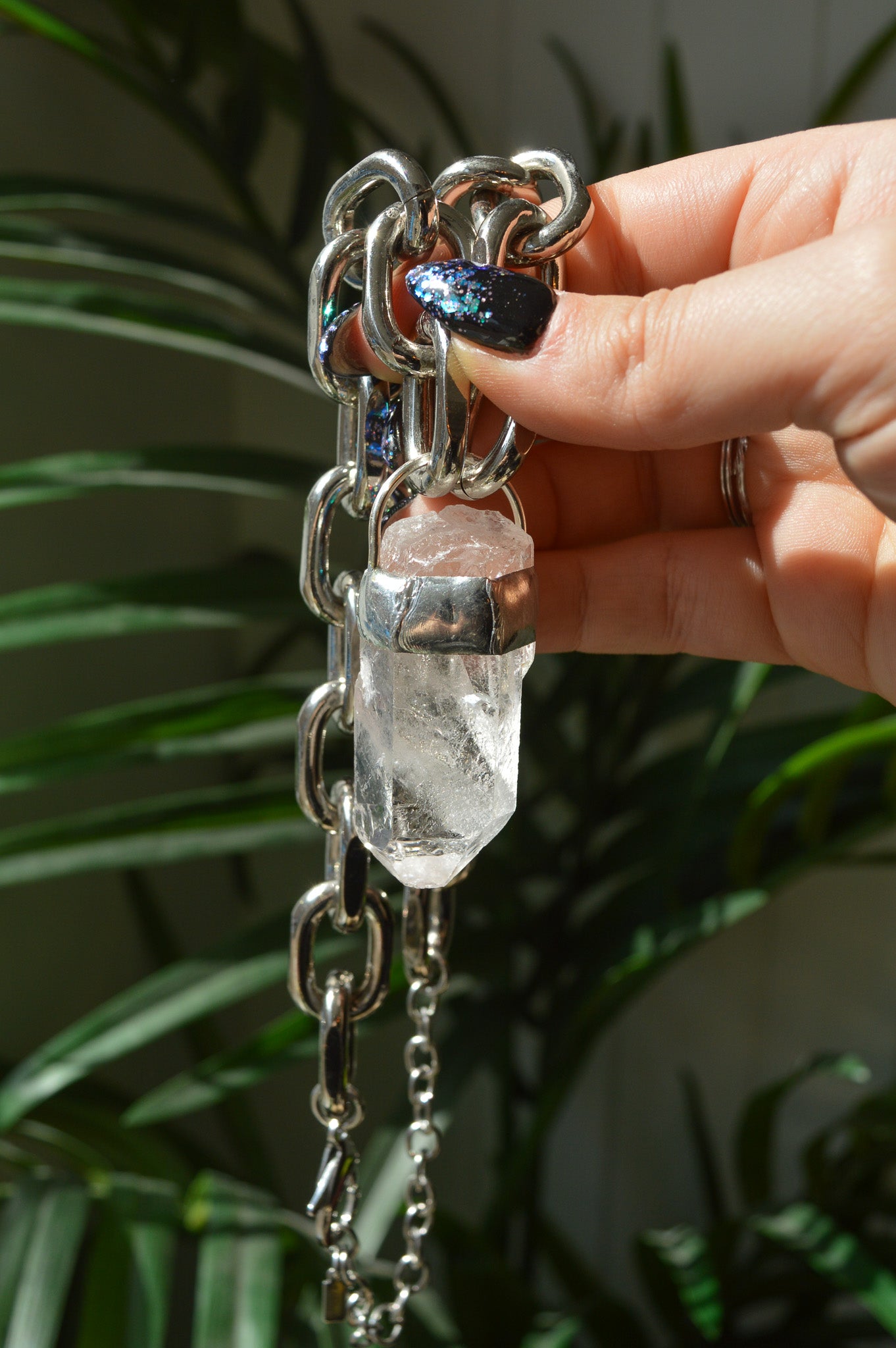Rough Clear Quartz Chunky Chain Necklace #10
