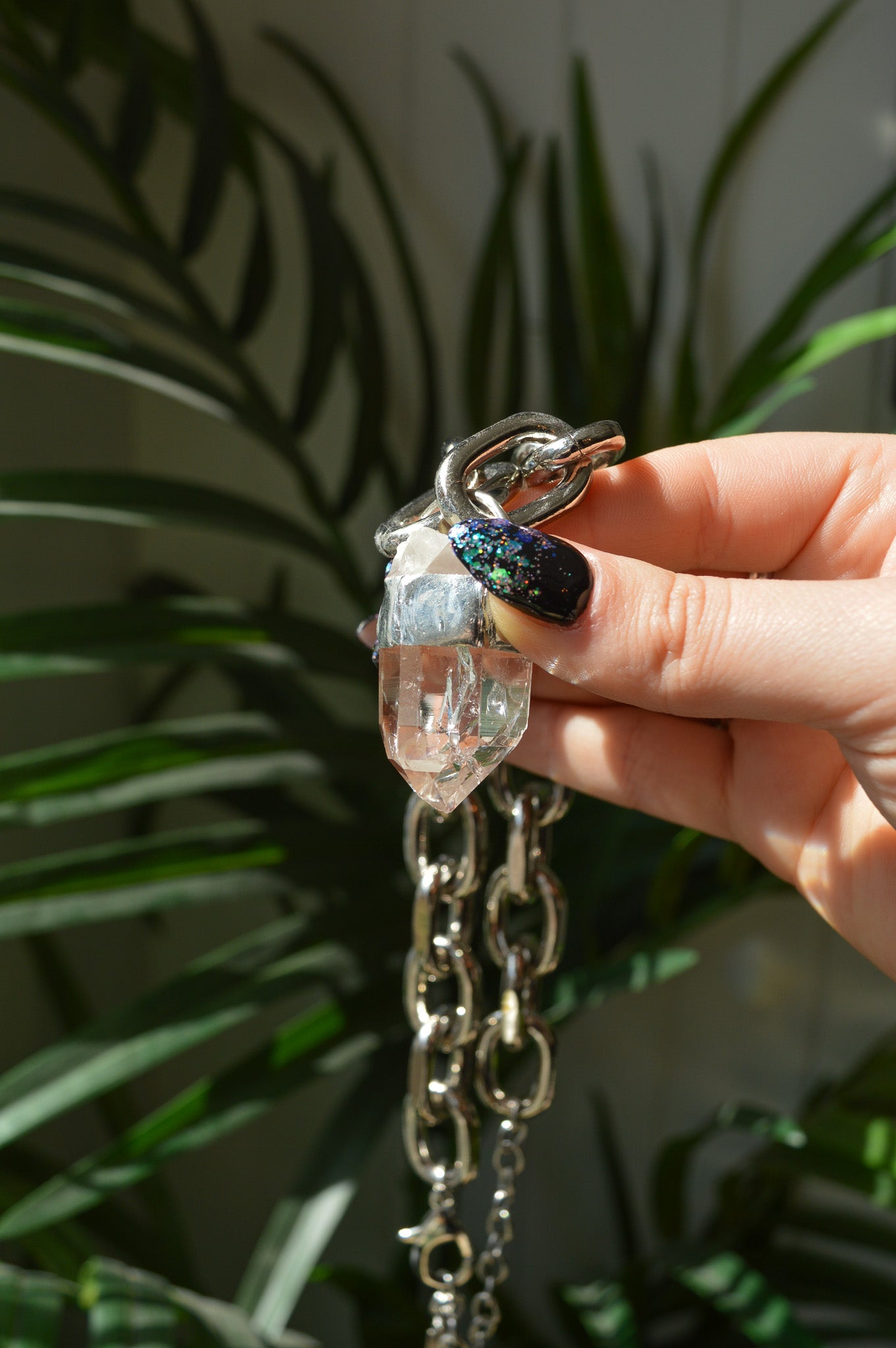 Rough Clear Quartz Chunky Chain Necklace #11