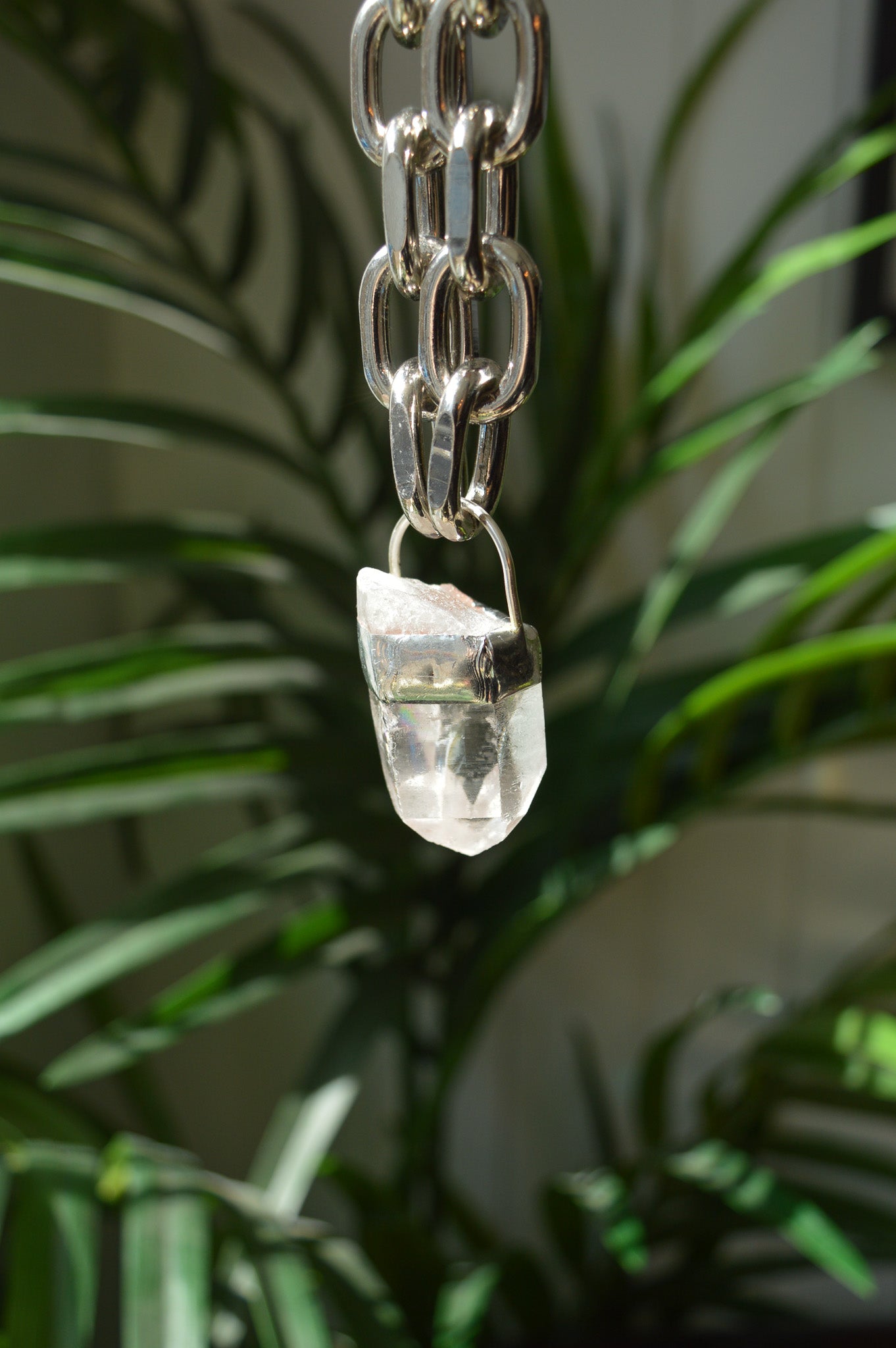 Rough Clear Quartz Chunky Chain Necklace #12