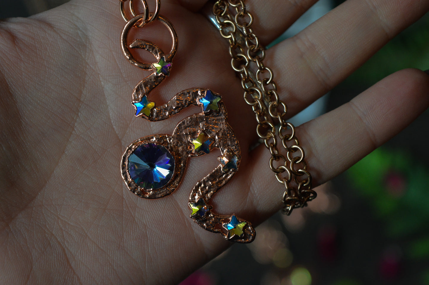 Rhinestone Snake Copper Necklace II