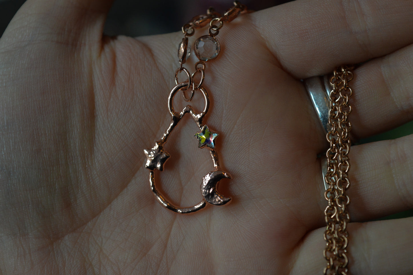 Celestial Rhinestone Copper Necklace