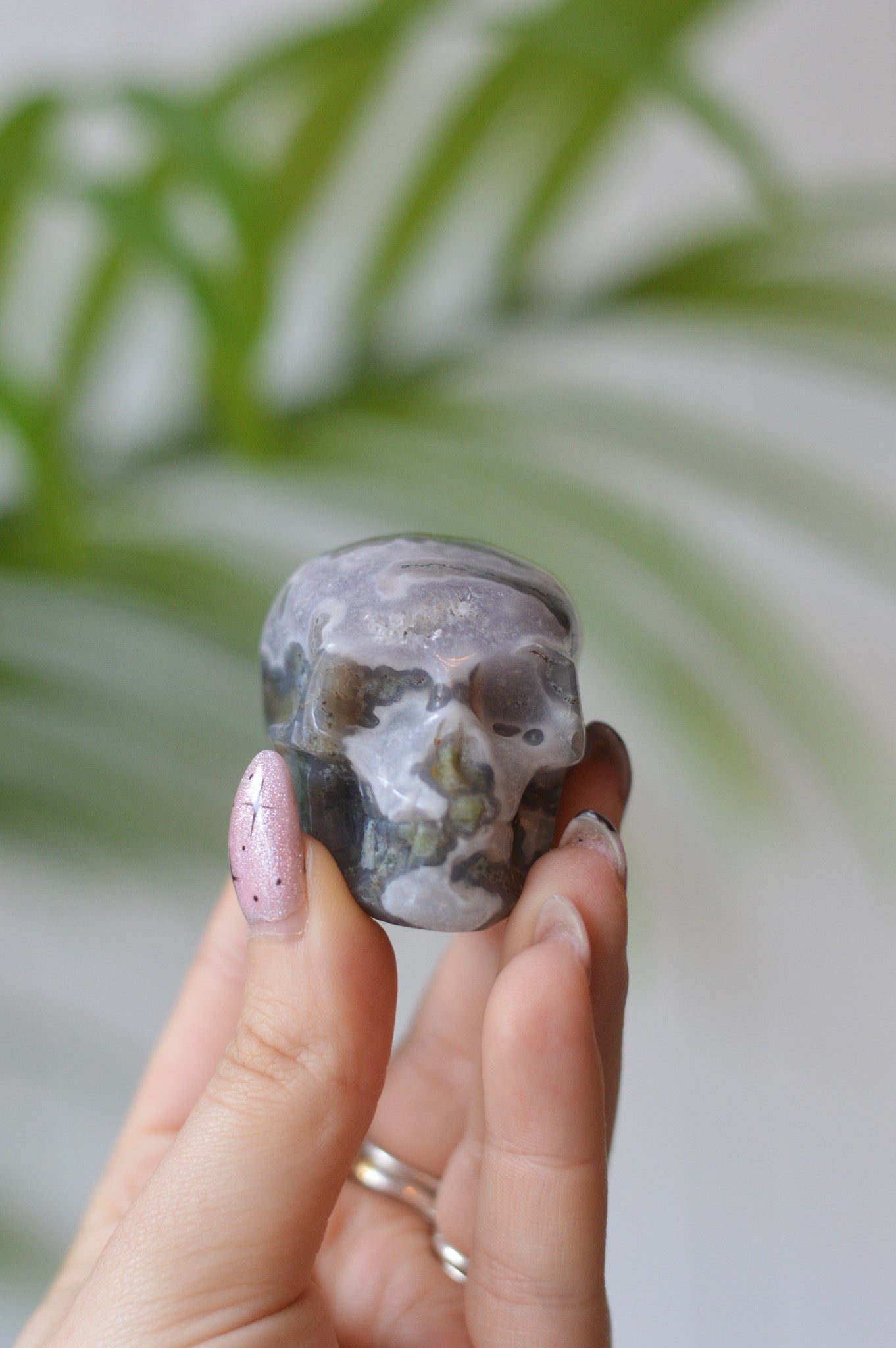 Moss Agate Skull