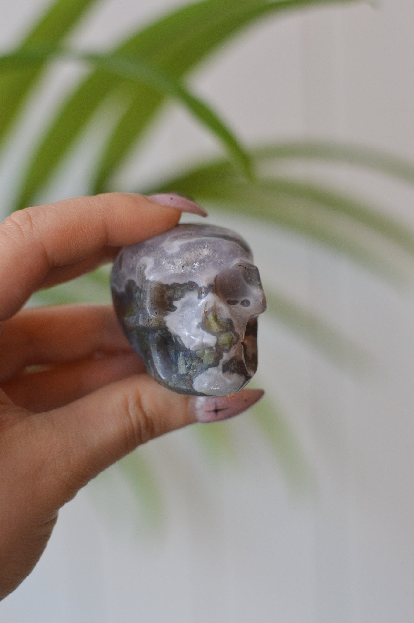 Moss Agate Skull