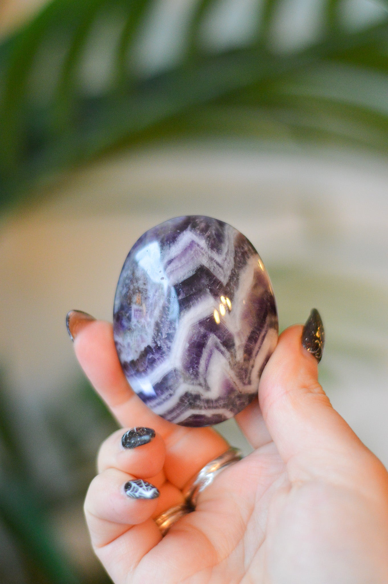 Chevron Amethyst Palmstone