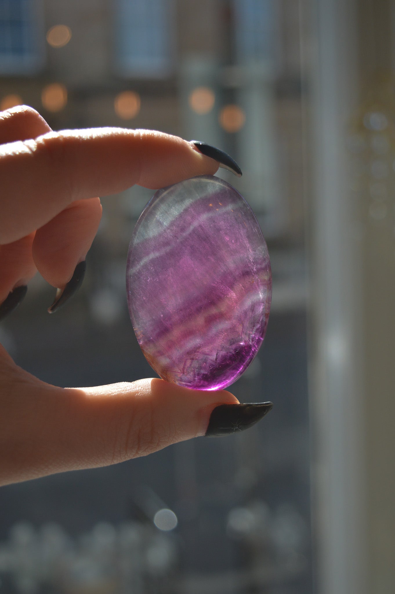 Rainbow Fluorite Palmstone #1