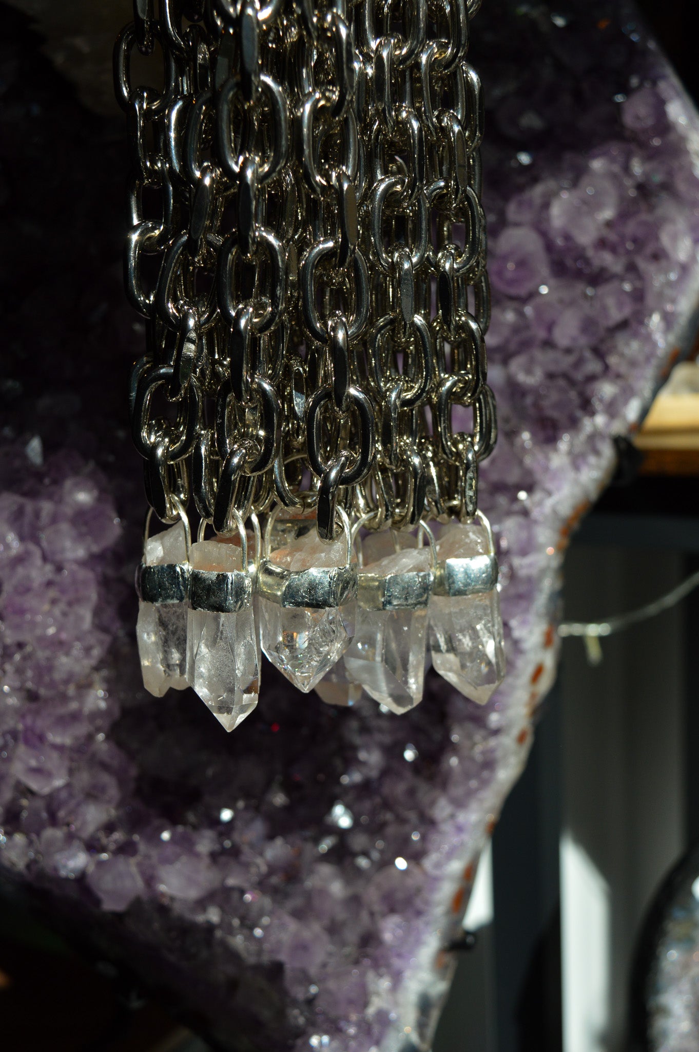 Raw Clear Quartz Chunky Chain Necklace