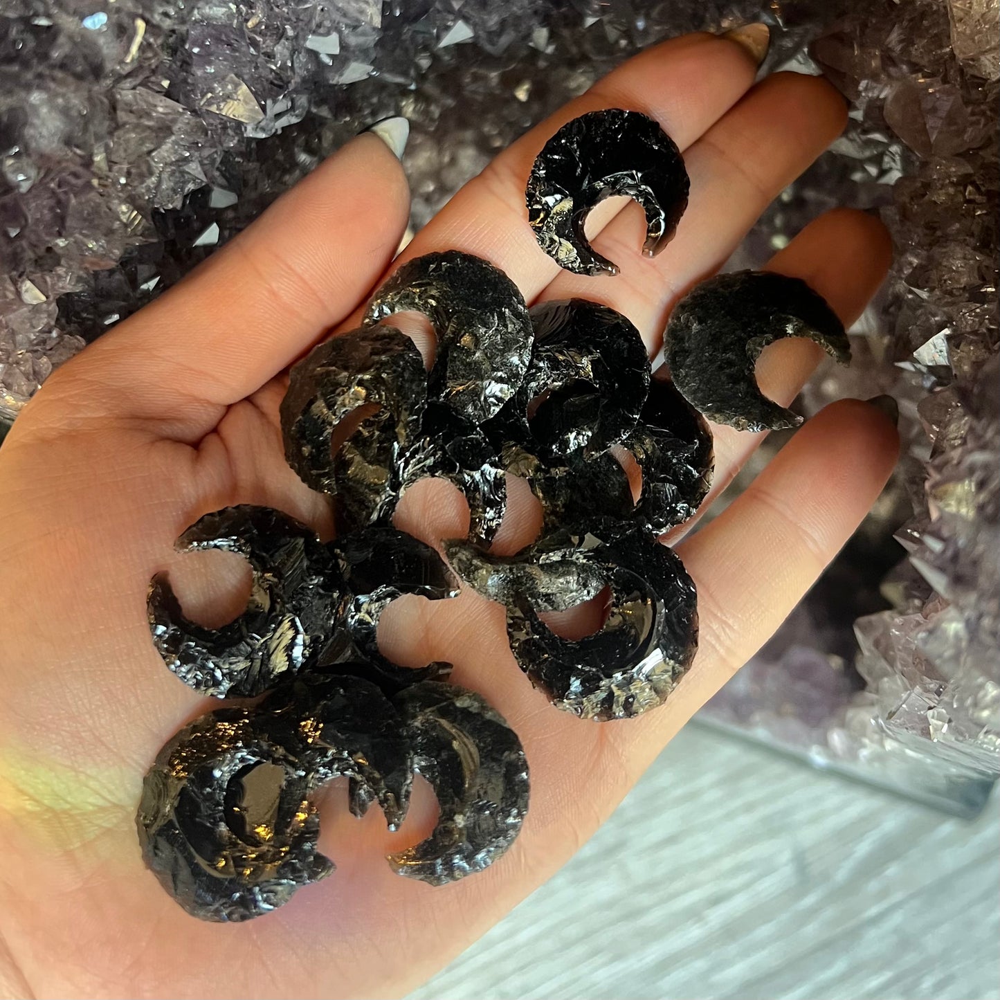 Rough Obsidian Mini Moon