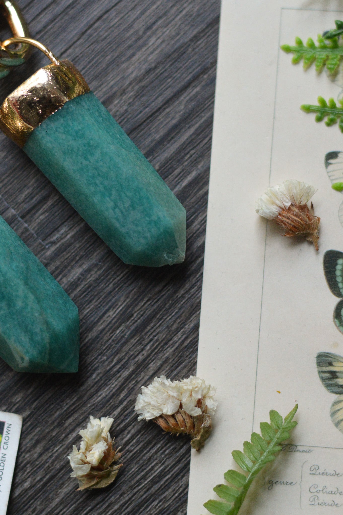 Amazonite Gold Tone Chunky Chain Necklace