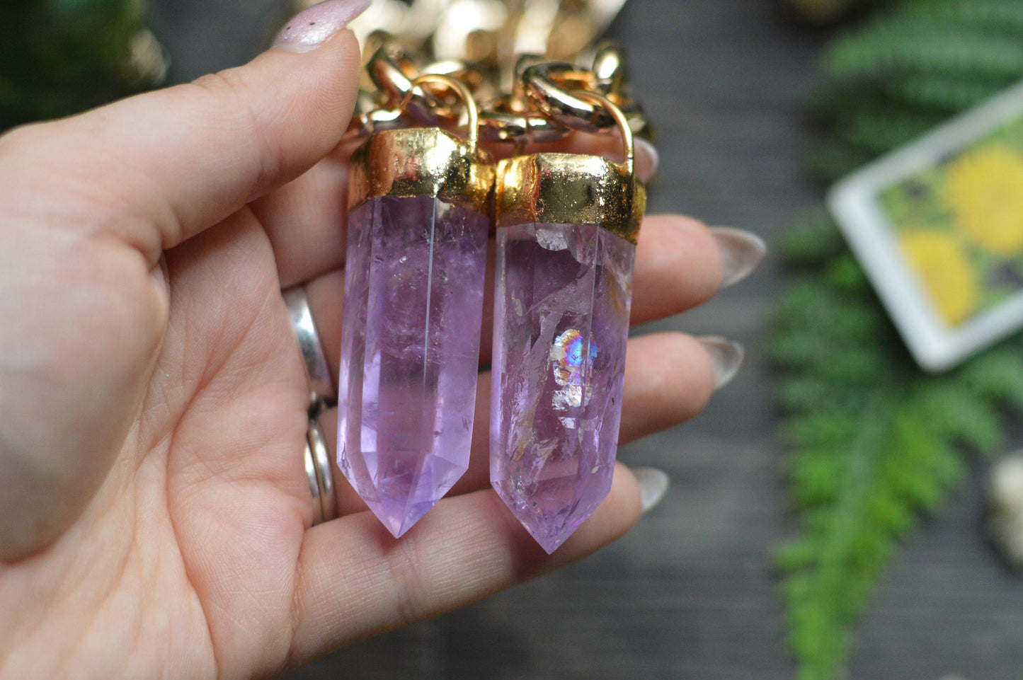 Amethyst Gold Tone Chunky Chain Necklace