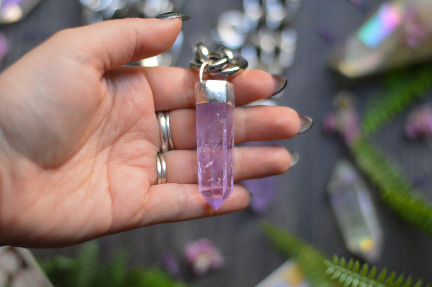 Amethyst Chunky Chain Necklace