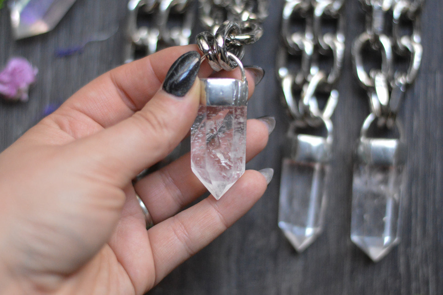 Clear Quartz Chunky Chain Necklace