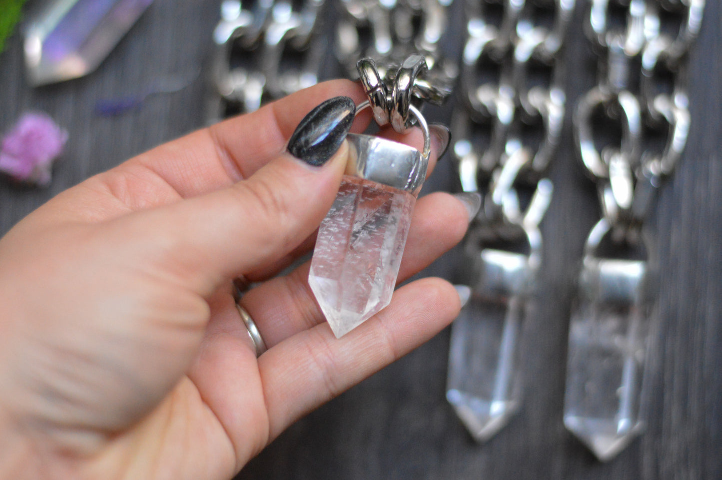 Clear Quartz Chunky Chain Necklace