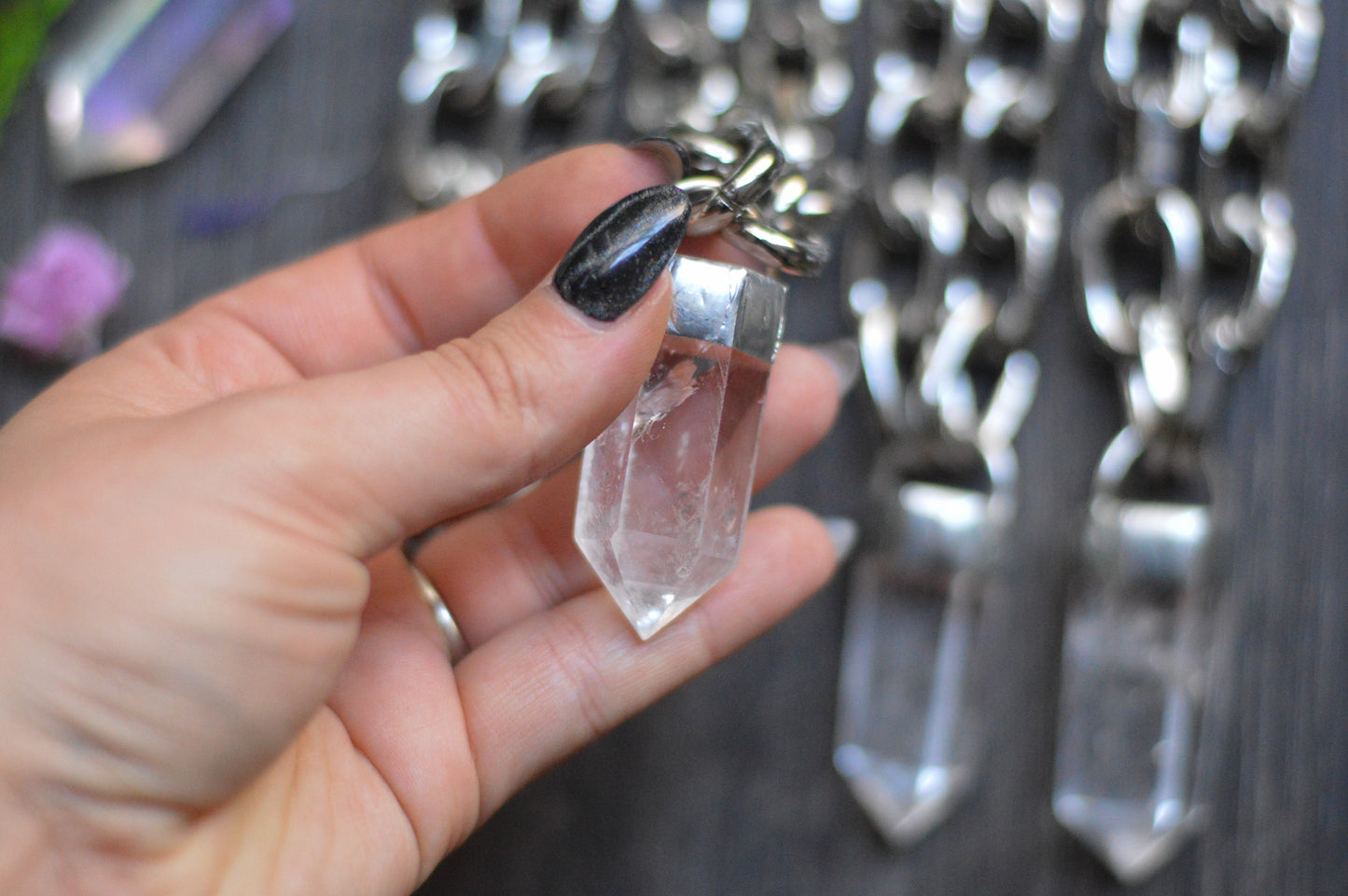 Clear Quartz Chunky Chain Necklace
