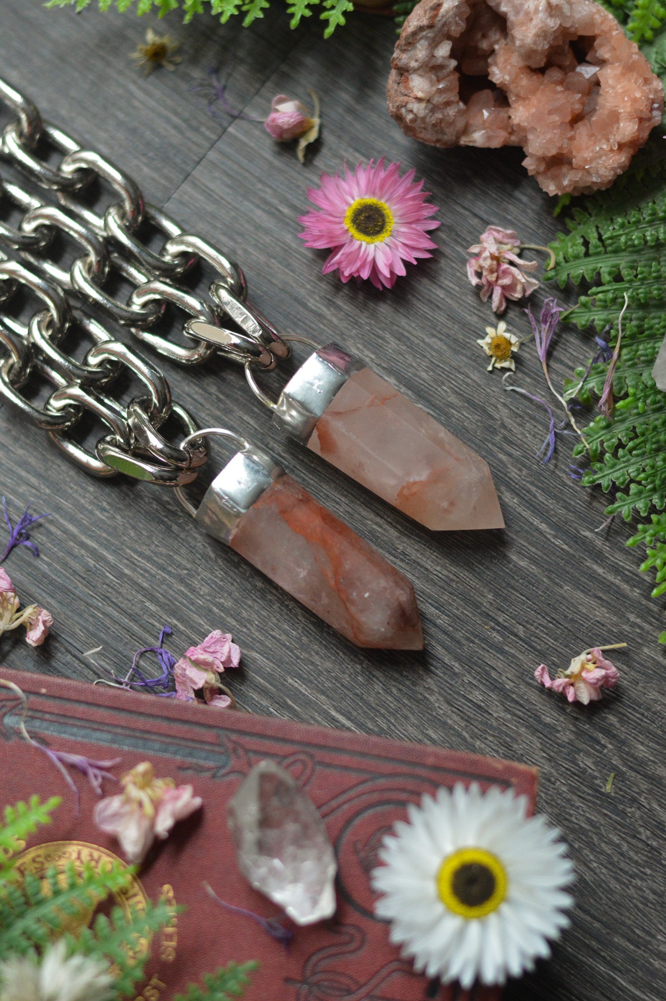 Fire Quartz Chunky Chain Necklace