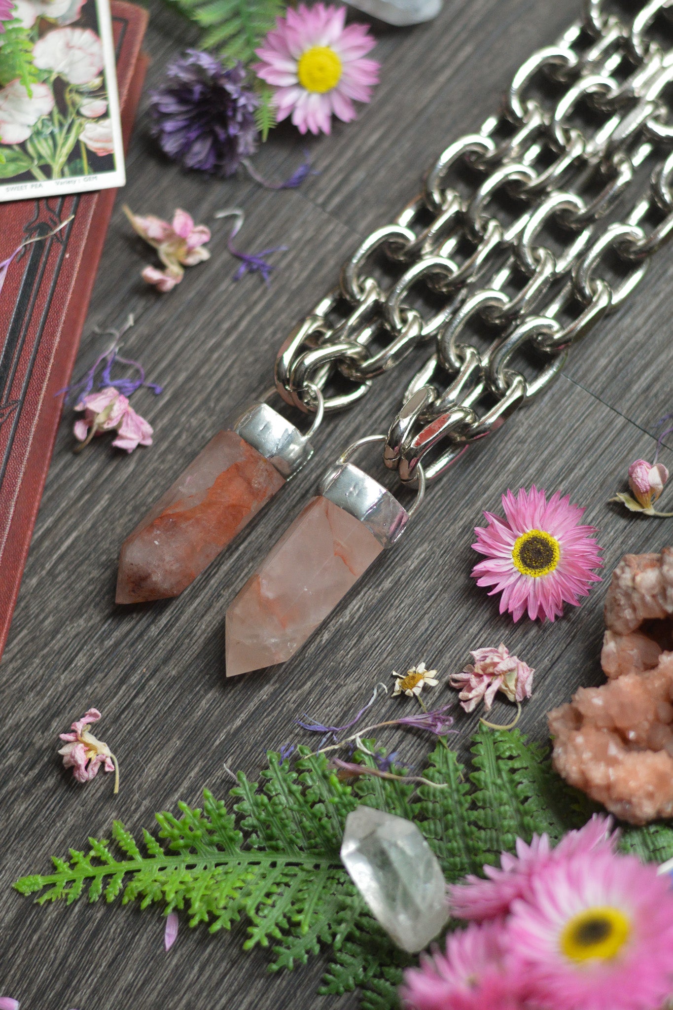 Fire Quartz Chunky Chain Necklace