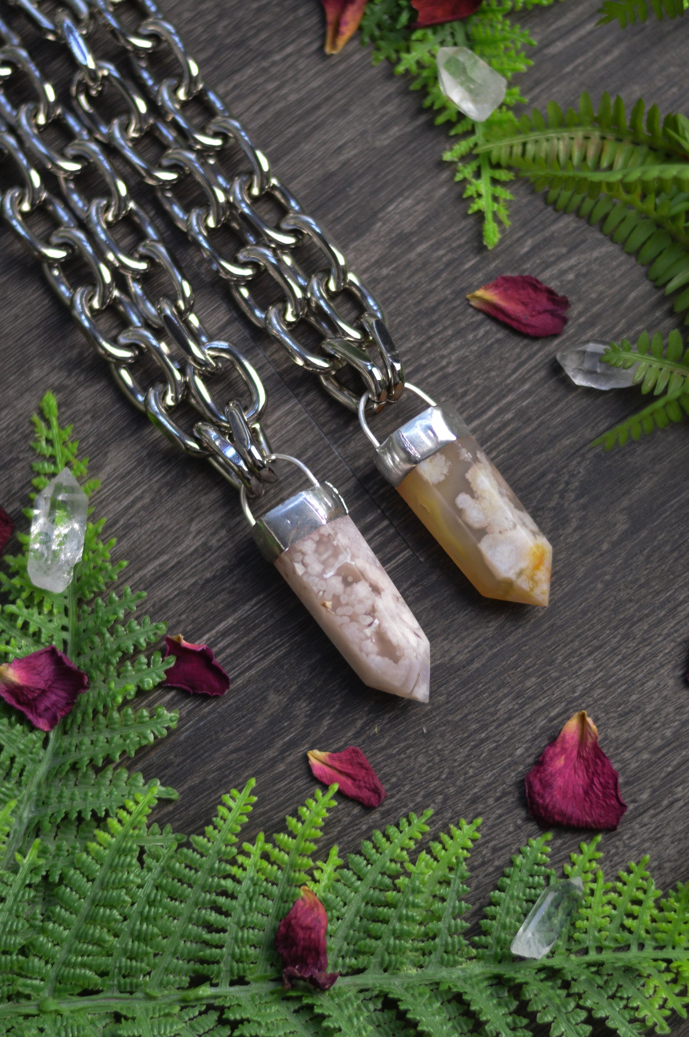 Flower Agate Chunky Chain Necklace