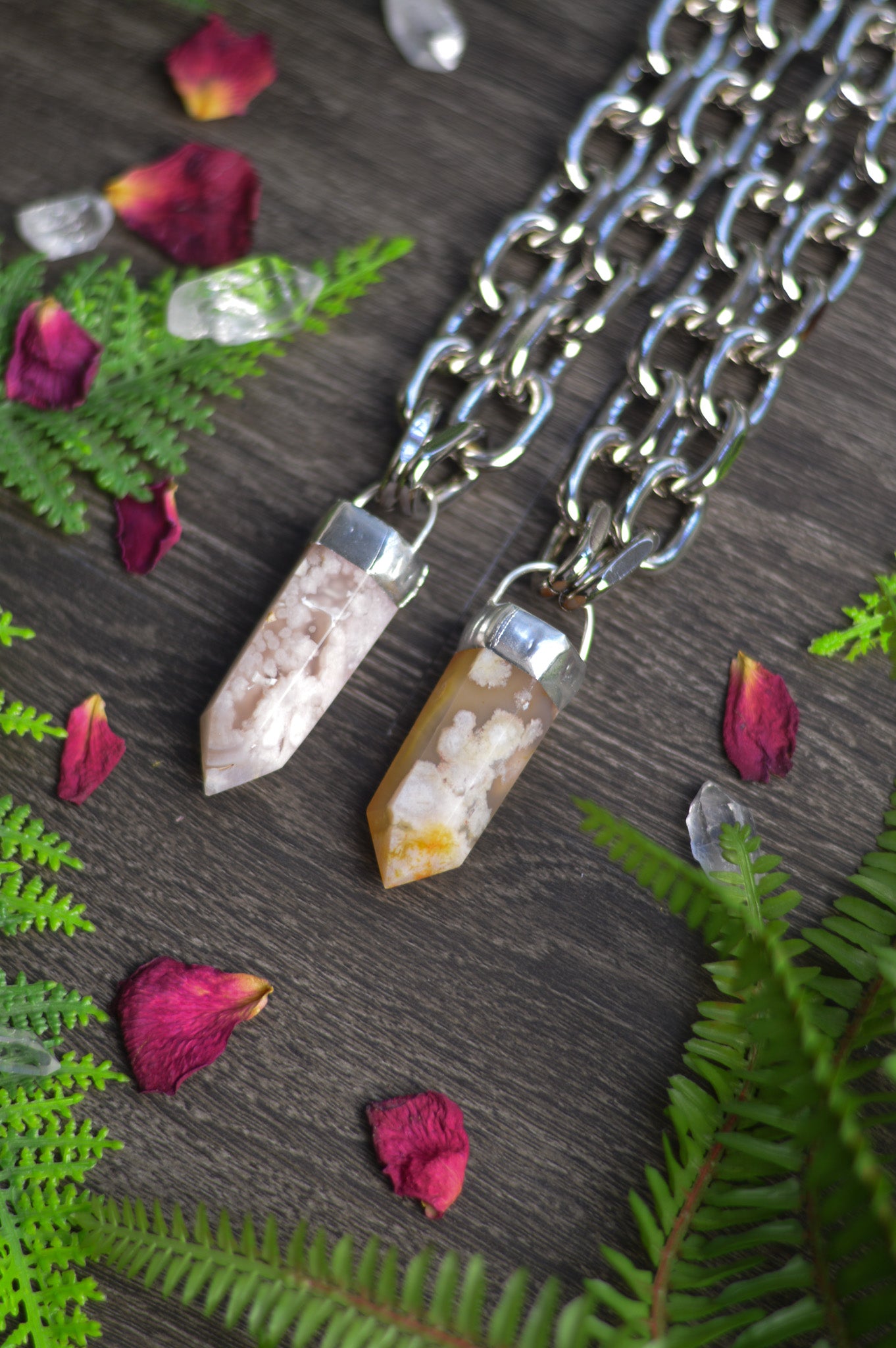 Flower Agate Chunky Chain Necklace