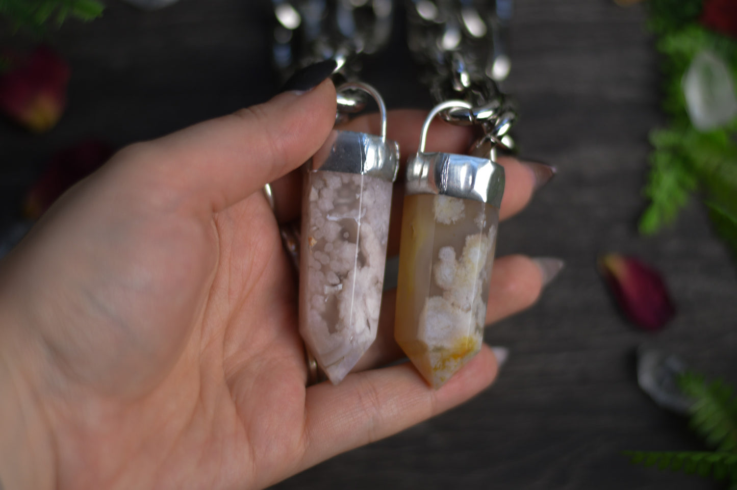 Flower Agate Chunky Chain Necklace