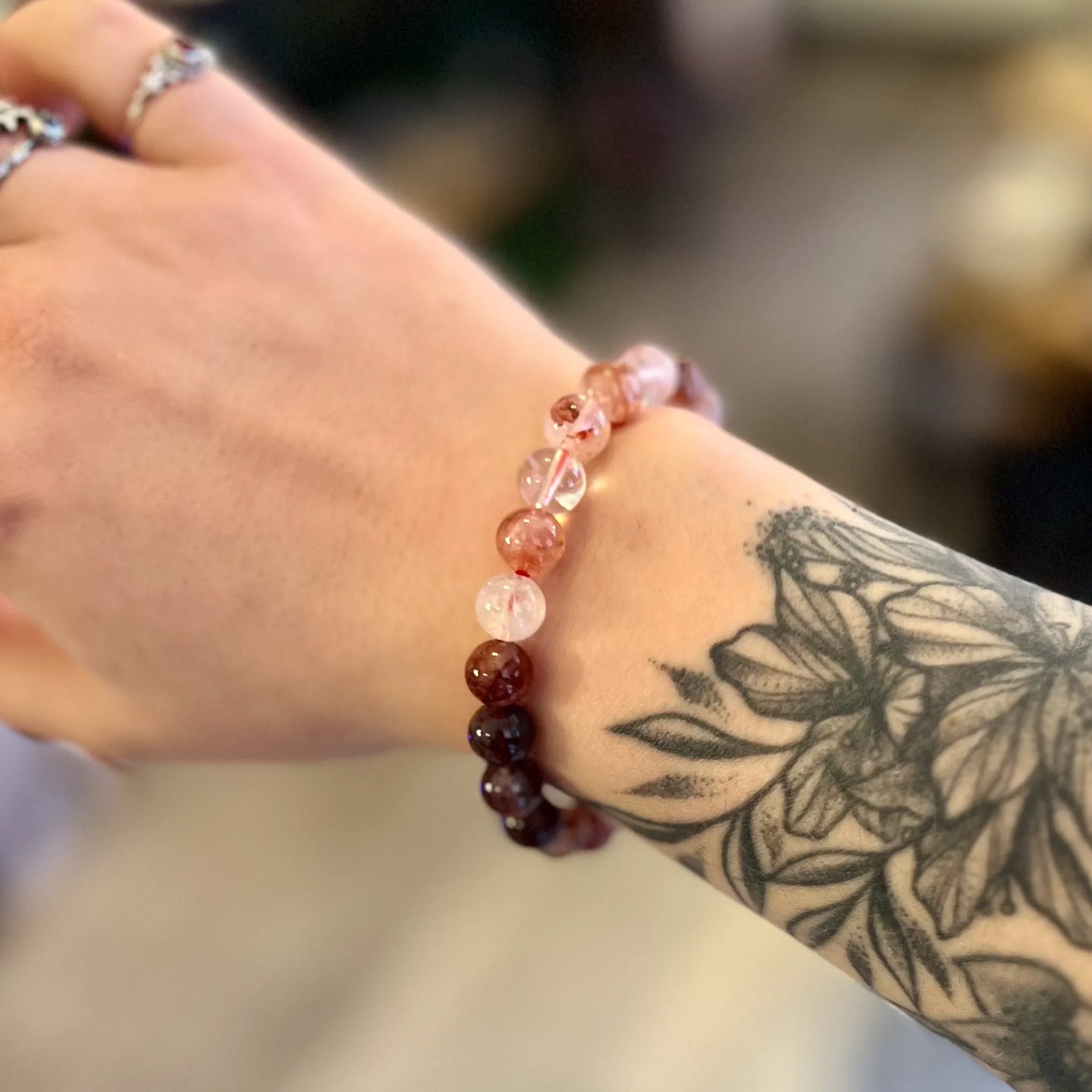 Hematoid Quartz Bead Bracelet