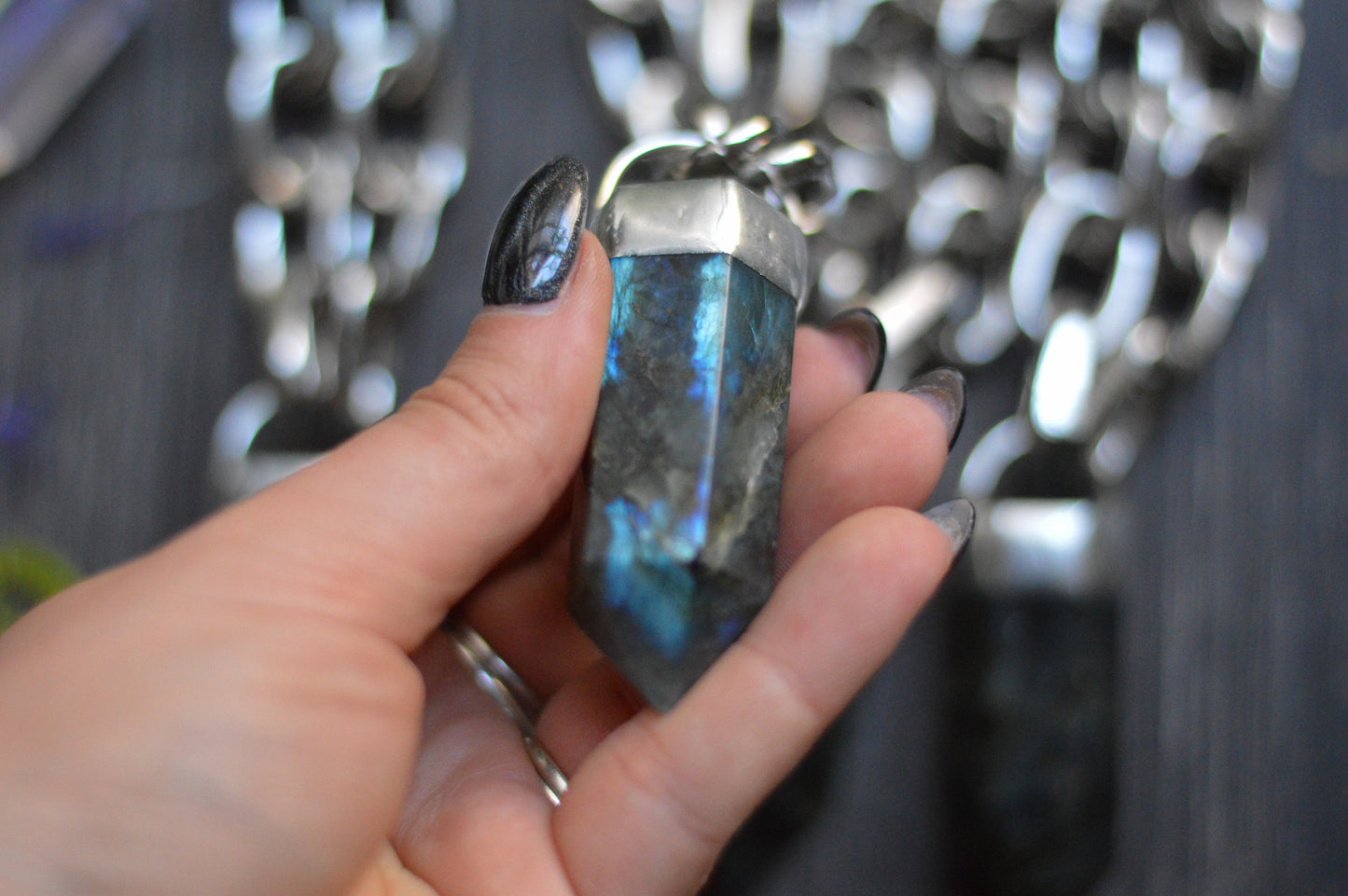 Labradorite Chunky Chain Necklace
