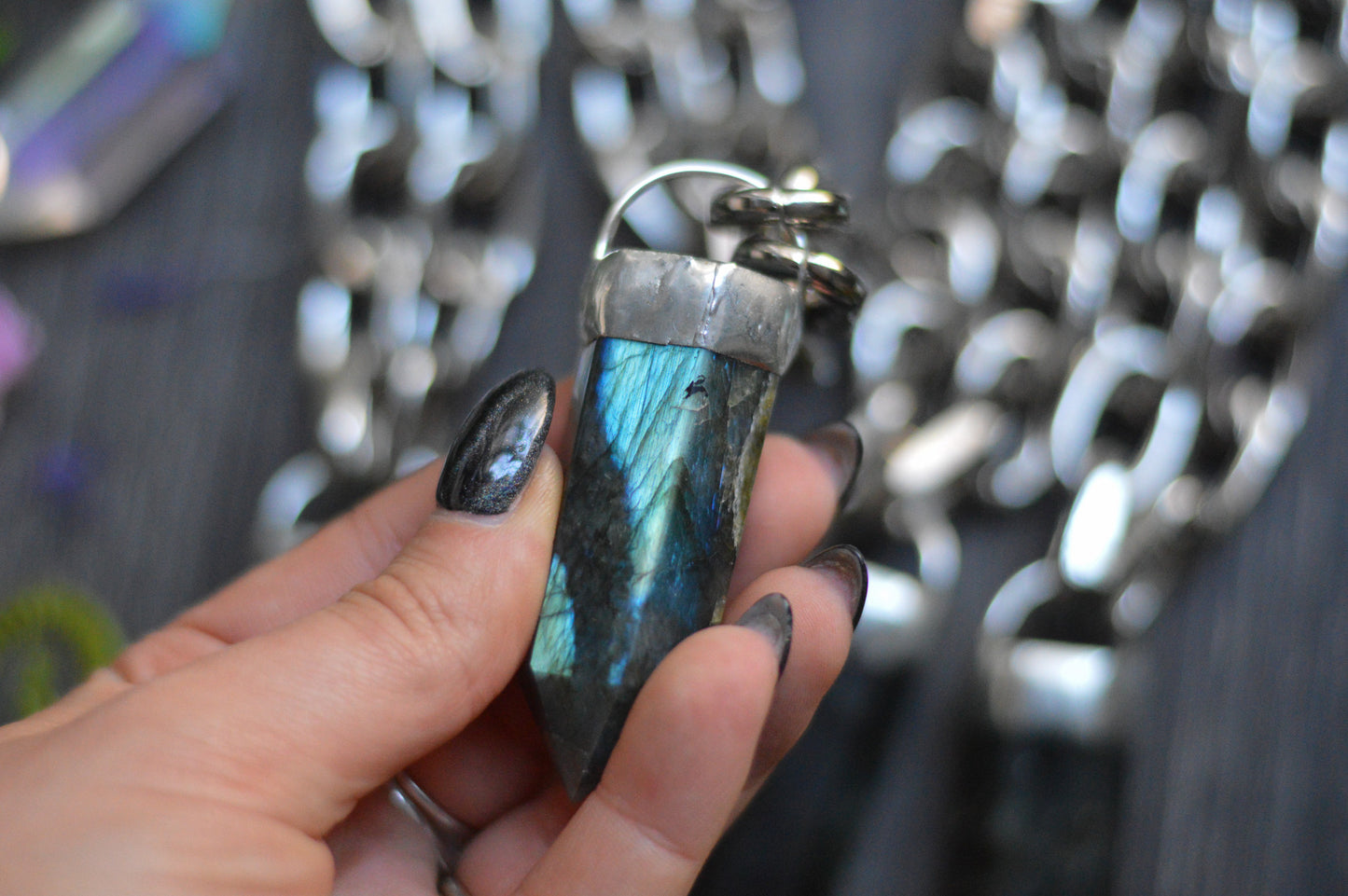 Labradorite Chunky Chain Necklace