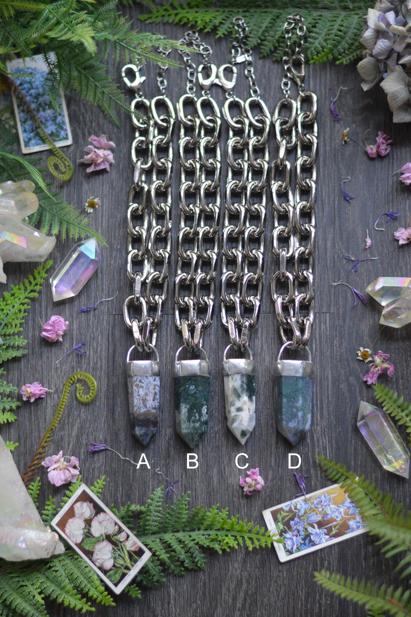 Moss Agate Chunky Chain Necklace