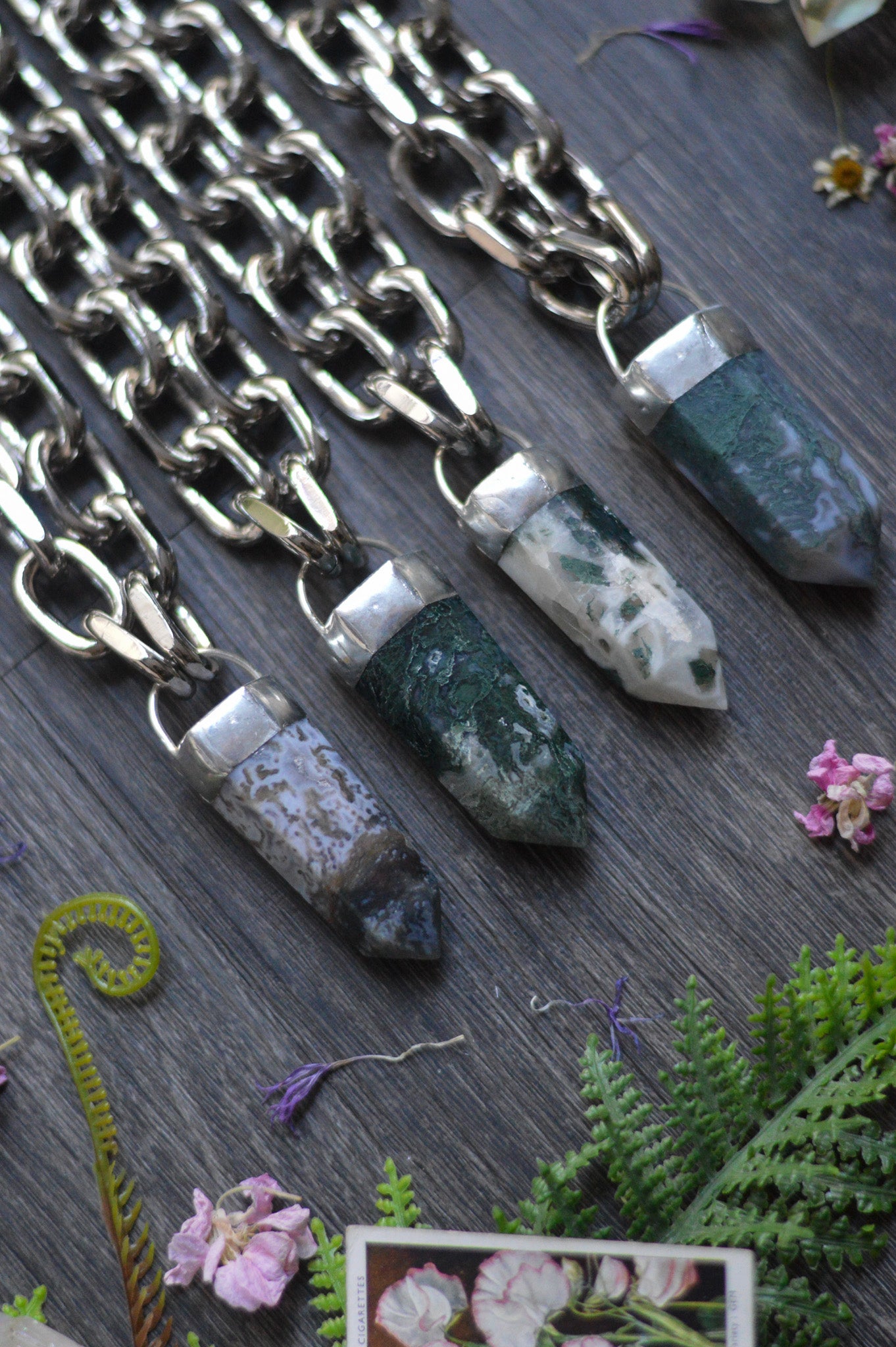 Moss Agate Chunky Chain Necklace